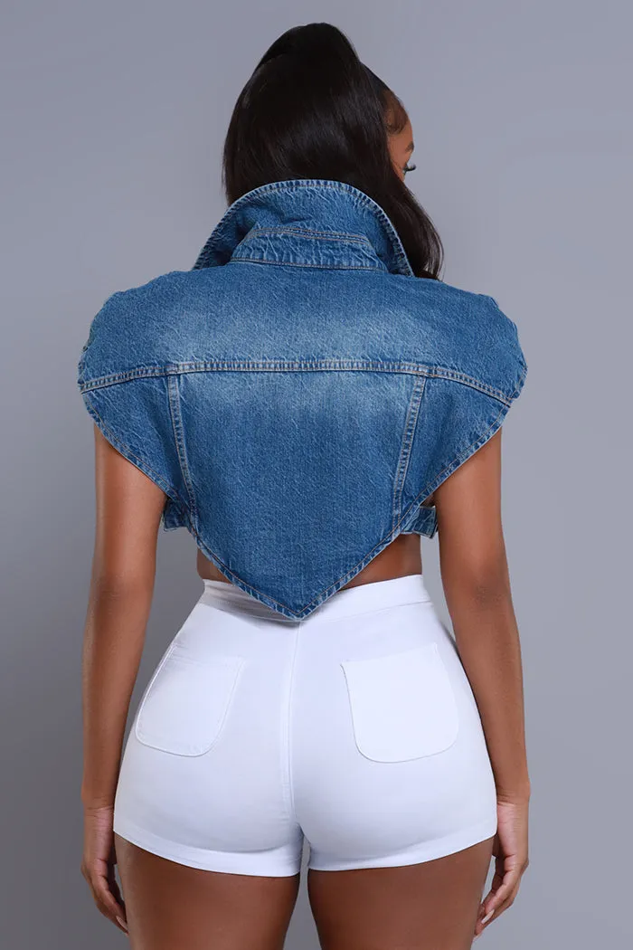 Sick Of You Cropped Denim Top - Medium Wash sold by Swankaposh product image thumbnail 3