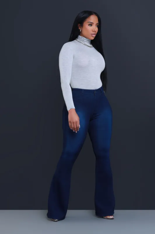 Bing High Waist Stretchy Bell Bottom Jeans - Dark Wash sold by Swankaposh