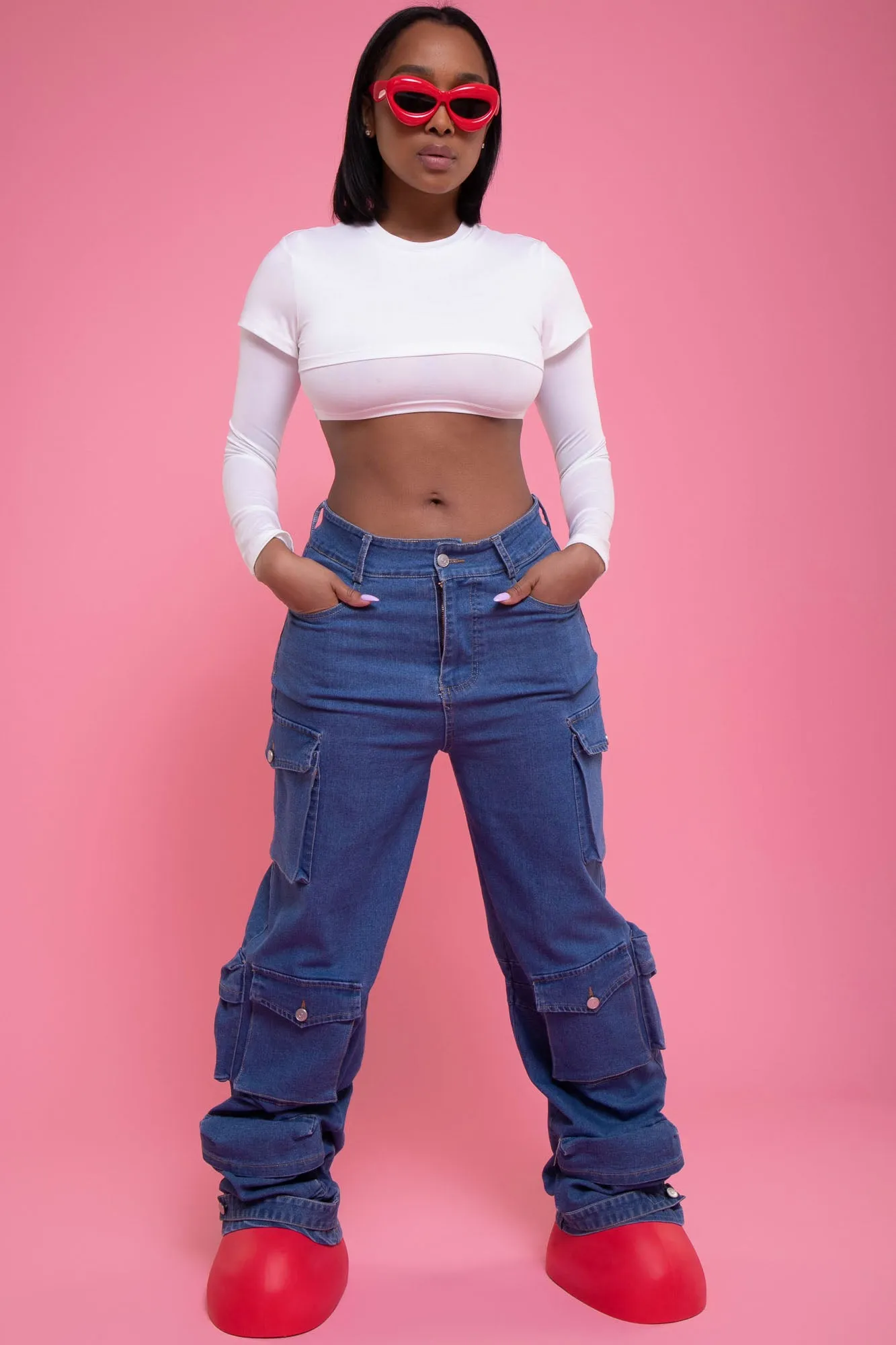 Dig Deeper Double Layer Crop Top - White sold by Swankaposh product image thumbnail 4