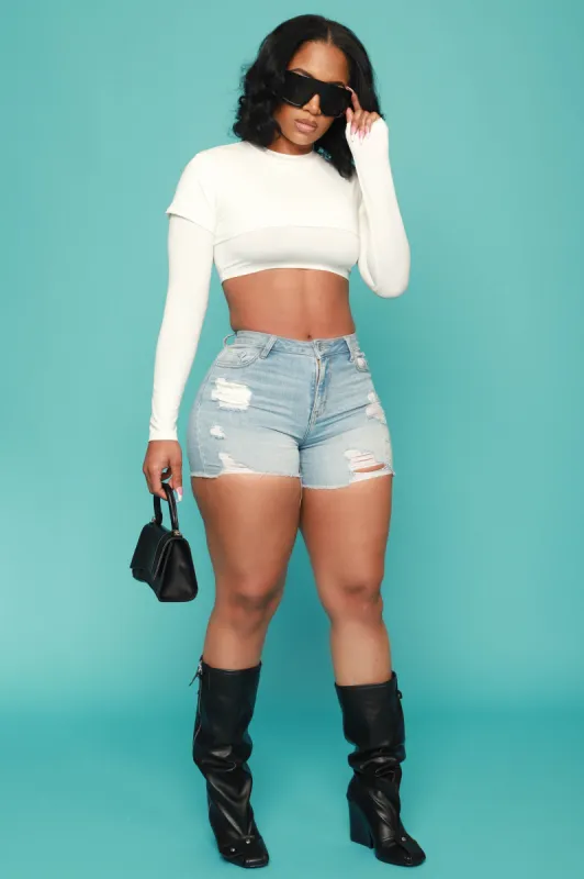Dig Deeper Double Layer Crop Top - White sold by Swankaposh