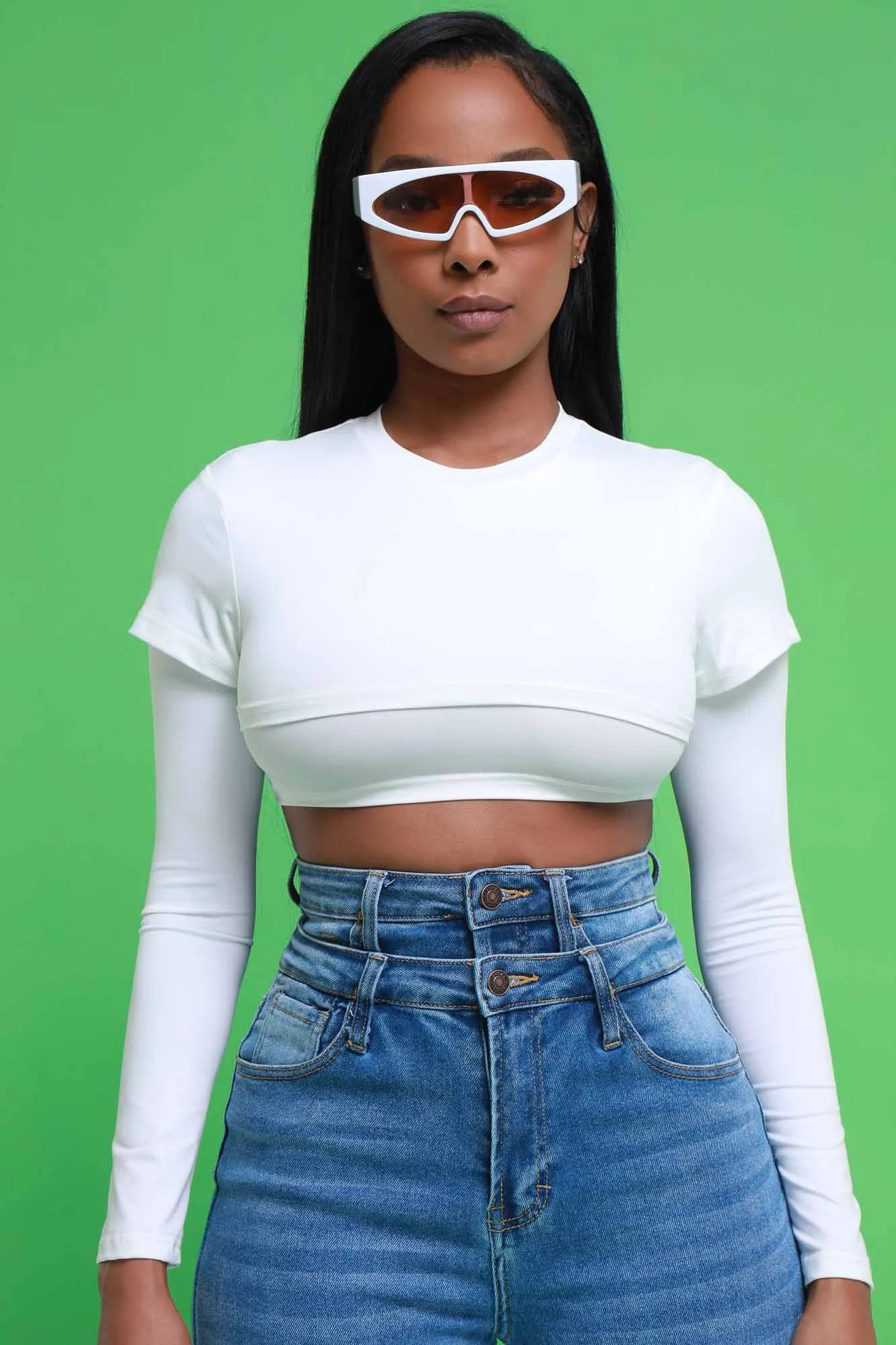 Dig Deeper Double Layer Crop Top - White sold by Swankaposh product image thumbnail 5