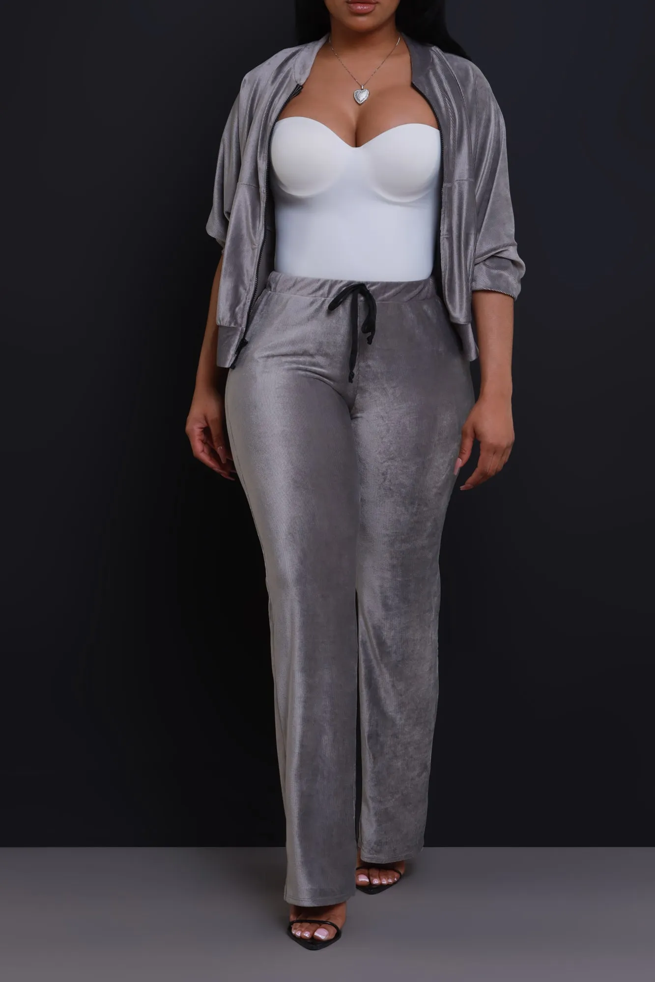 Cheat Day Corduroy Zip-Up Pants Set - Gray sold by Swankaposh product image thumbnail 2
