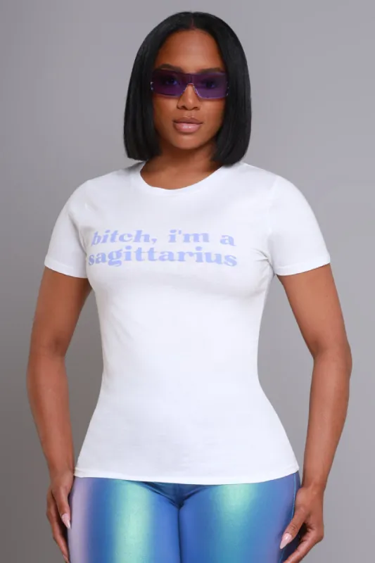 Sagittarius Season Graphic Print T-Shirt - White/Lavender sold by Swankaposh
