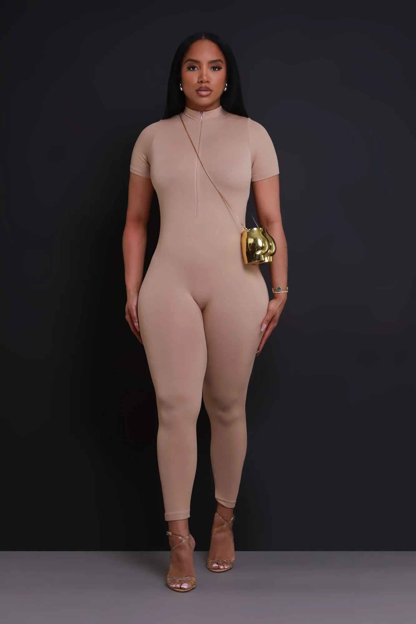 Can't Be Tamed Zip Up Jumpsuit - Mocha sold by Swankaposh