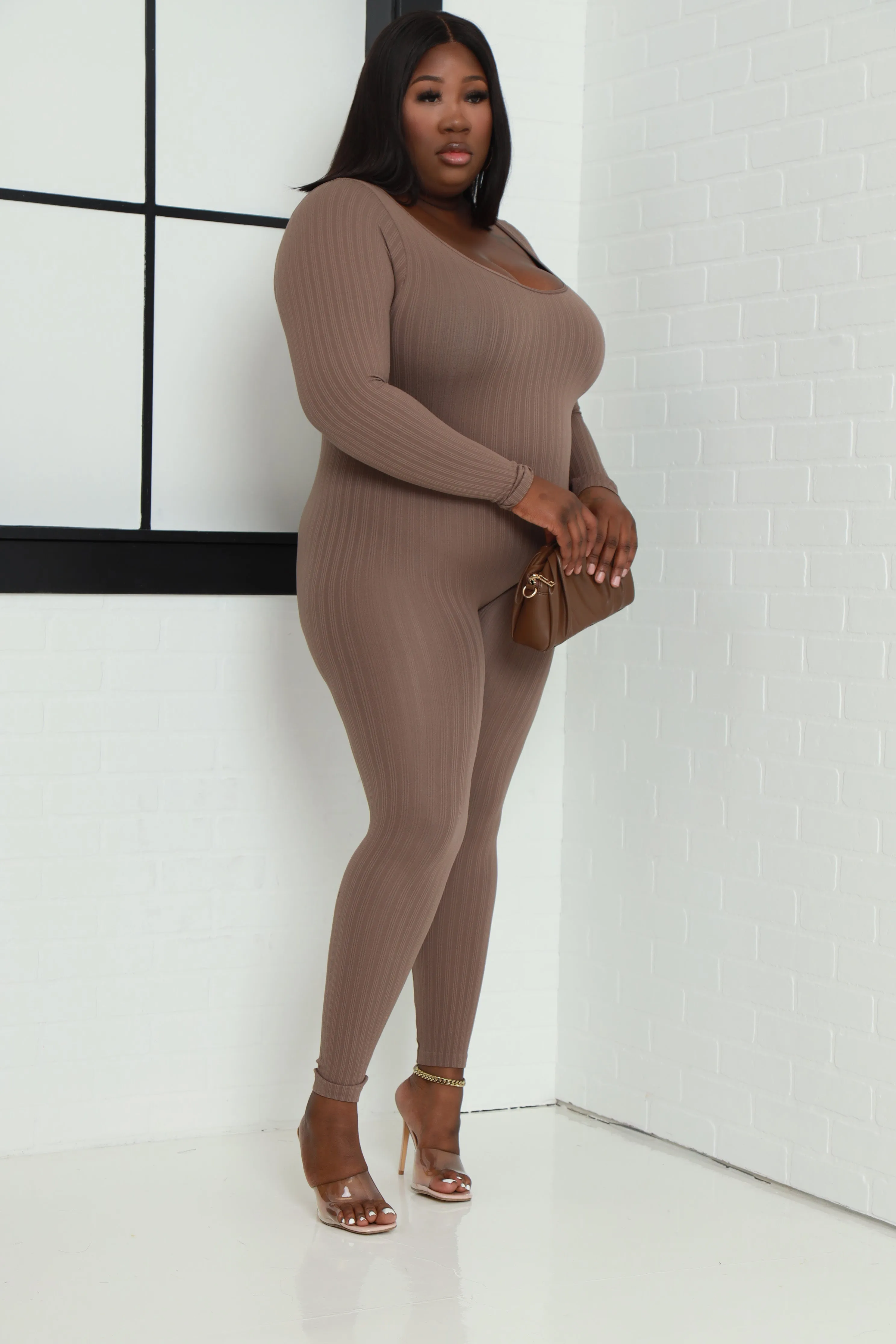 Keep Your Promise Ribbed Seamless Jumpsuit - Coffee sold by Swankaposh product image thumbnail 2