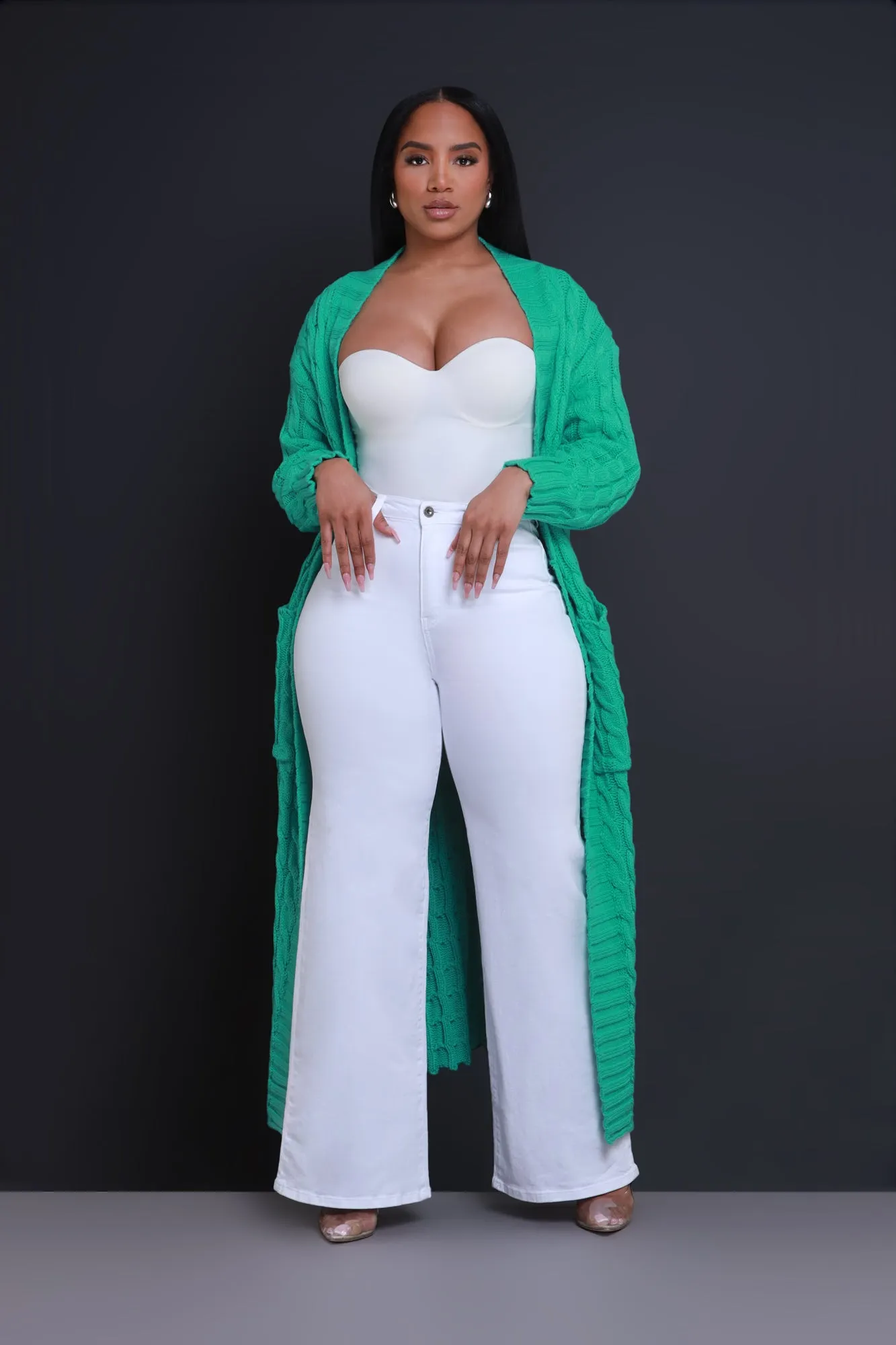 Let's Meet High Rise Wide Flare Jeans - White sold by Swankaposh product image thumbnail 3