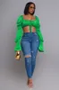 Sweet Fantasy Long Sleeve Crop Top - Green sold by Swankaposh
