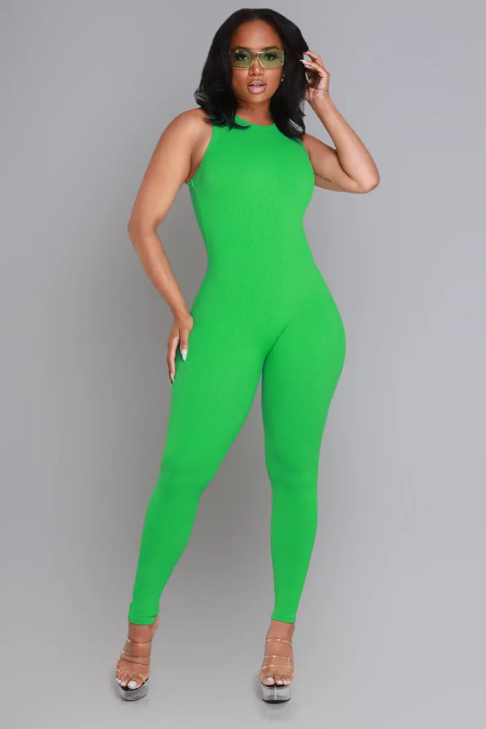 About That Snatched Cellulite Deleter Sleeveless Jumpsuit - Kelly Green sold by Swankaposh