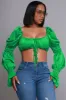 Sweet Fantasy Long Sleeve Crop Top - Green sold by Swankaposh