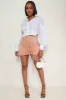 Cheeky Girl Ruched Bodycon Mini Skirt - Cream sold by Swankaposh