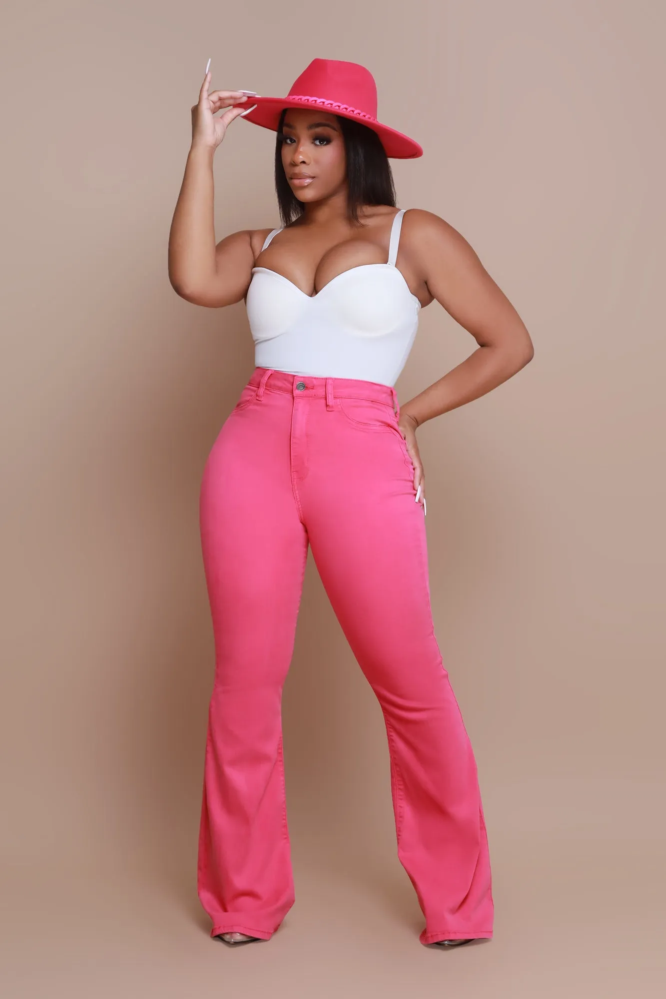 Candy Shop High Rise Flare Jeans - Fuchsia sold by Swankaposh product image thumbnail 5