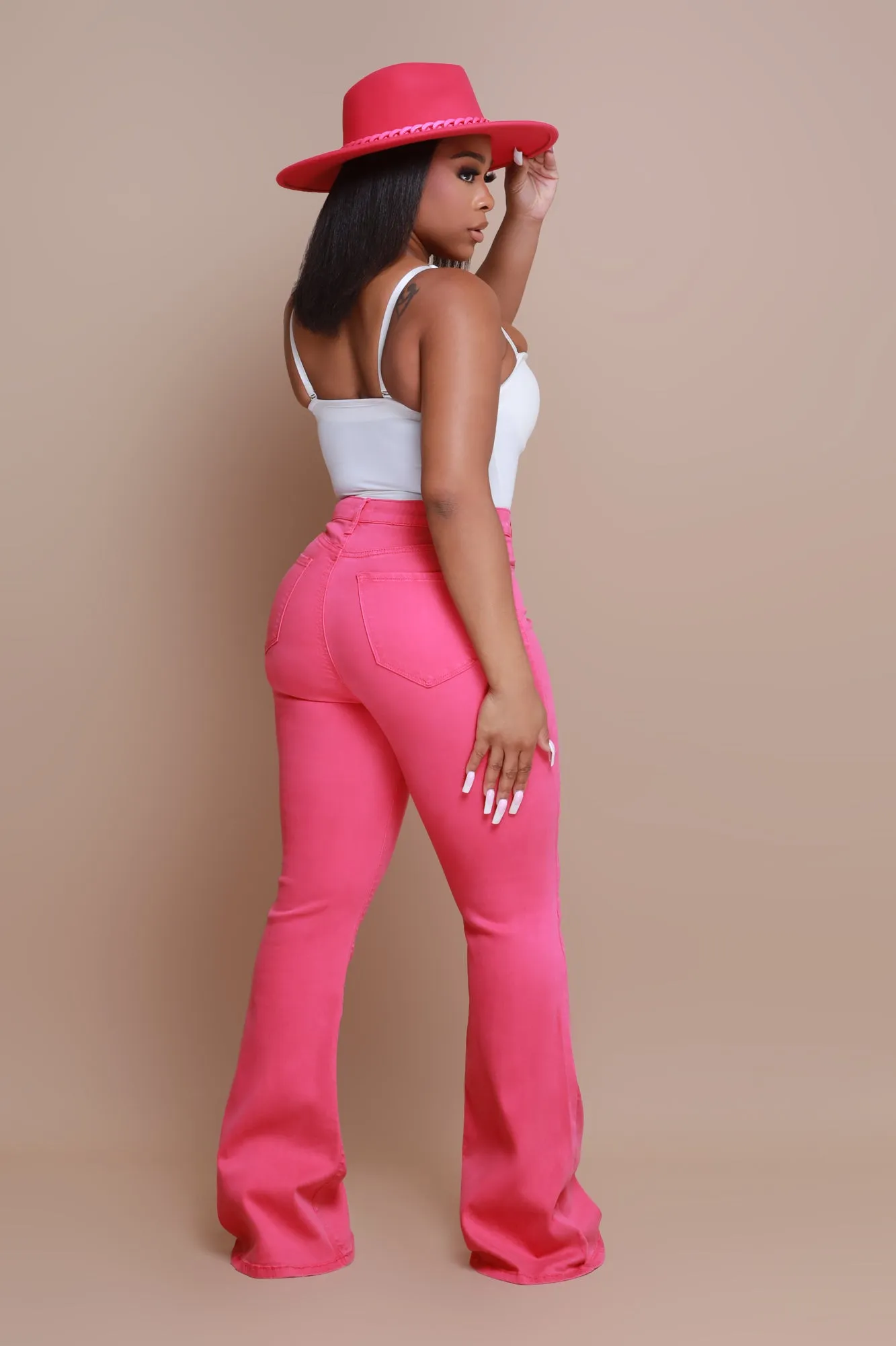 Candy Shop High Rise Flare Jeans - Fuchsia sold by Swankaposh product image thumbnail 2