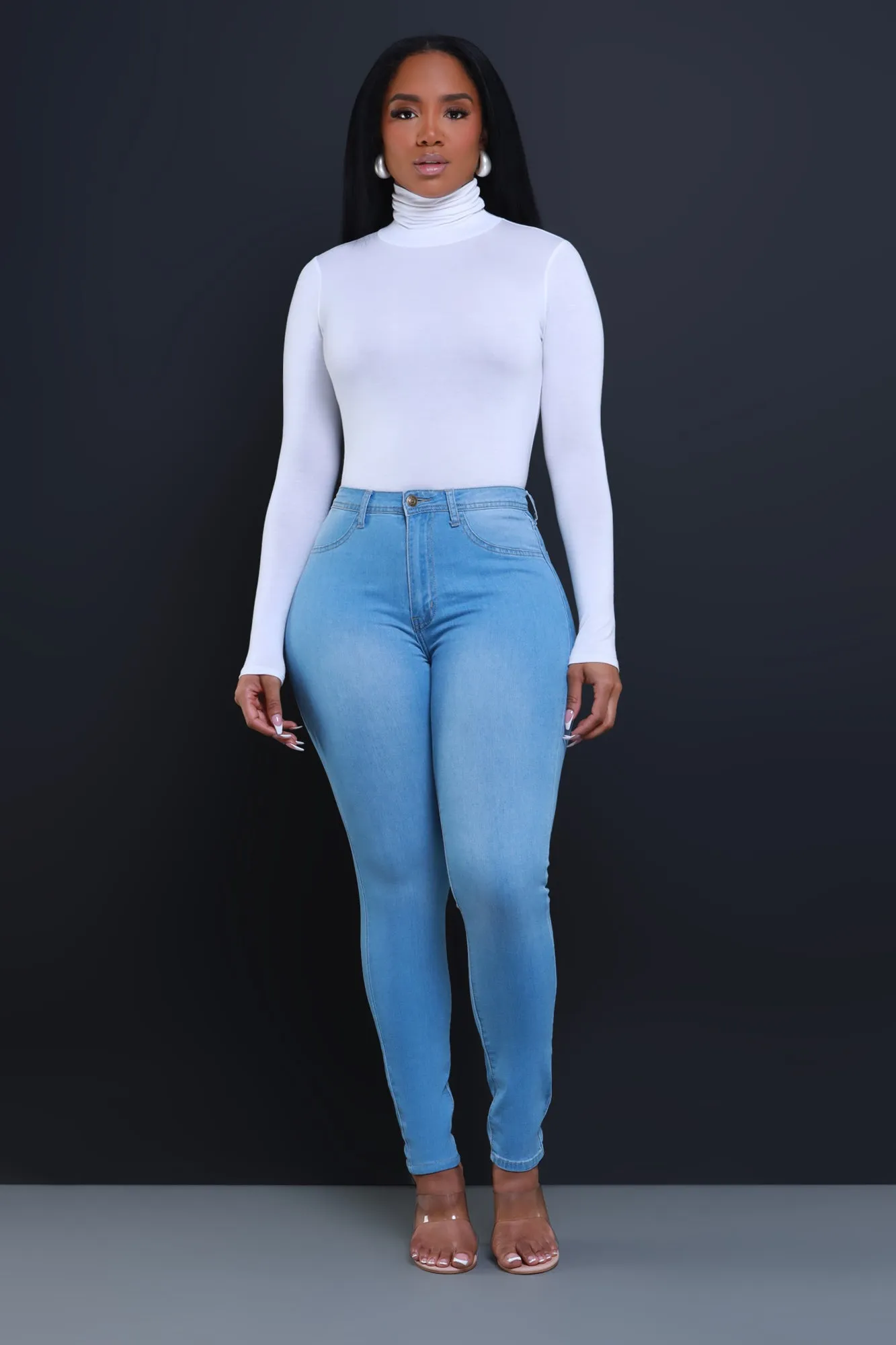 $15.99 Story High Waist Super Stretch Jeans - Light Wash sold by Swankaposh
