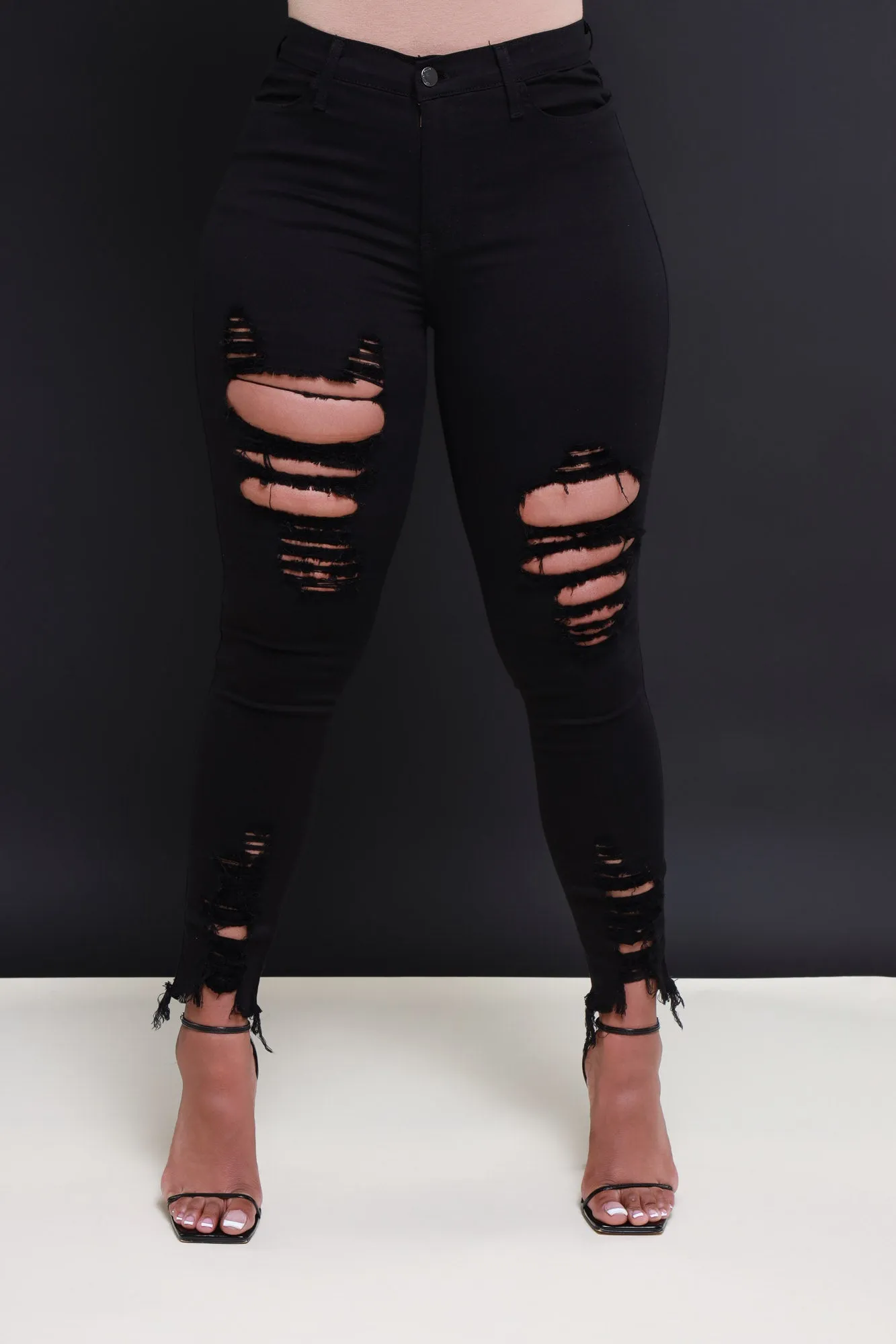 Witness Distressed High Rise Jeans - Black sold by Swankaposh product image thumbnail 2