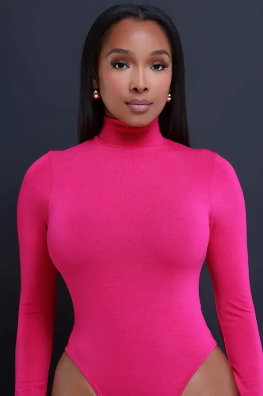 Maneater Turtleneck Bodysuit - Magenta sold by Swankaposh