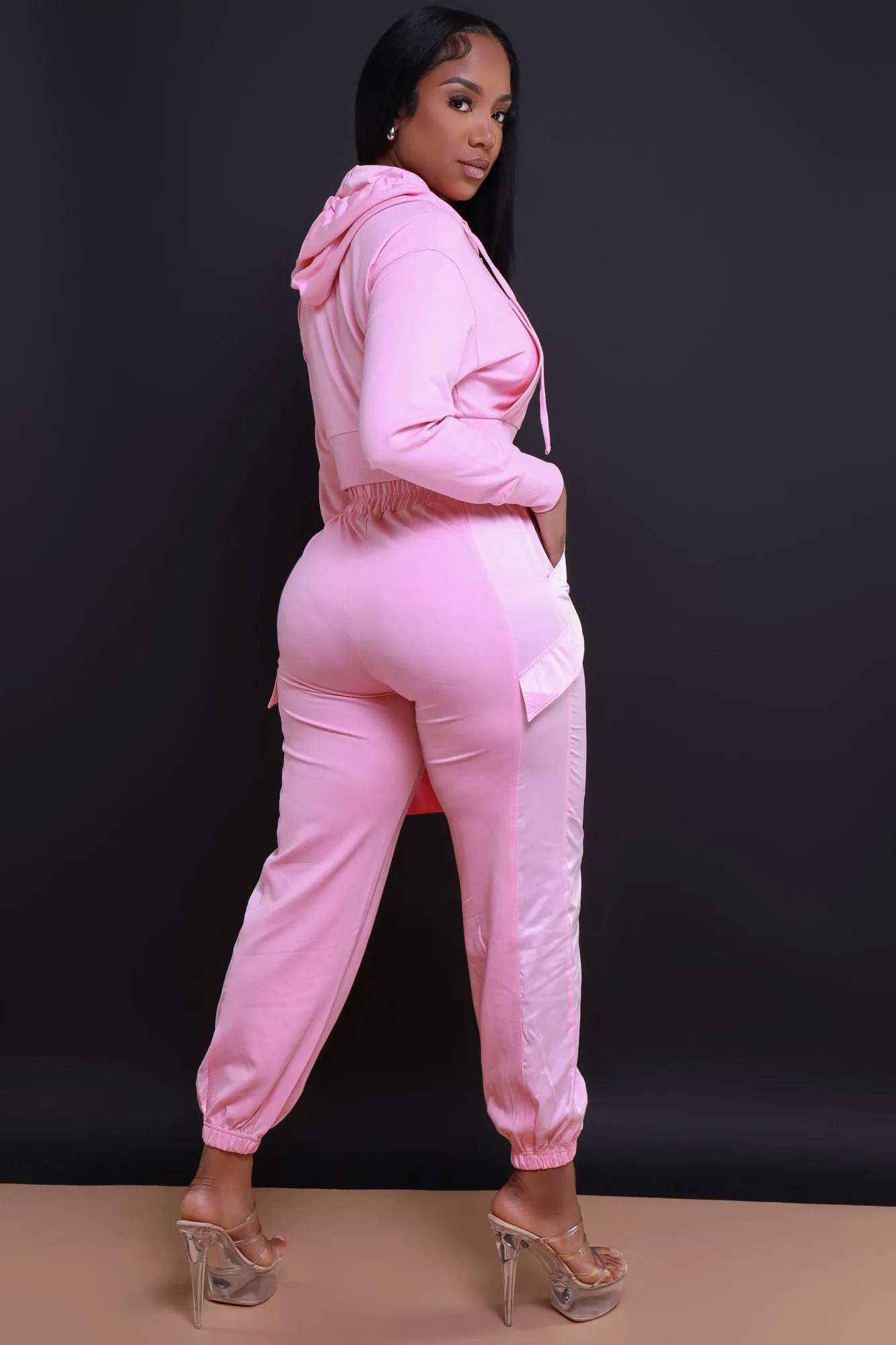 Not So Basic Zip Up Hooded Pants Set - Pink sold by Swankaposh product image thumbnail 2