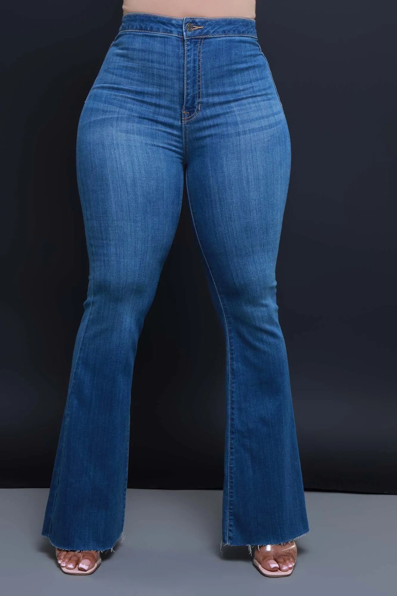 Bring It Up High Rise Super Flare Jeans - Medium Wash sold by Swankaposh product image thumbnail 3