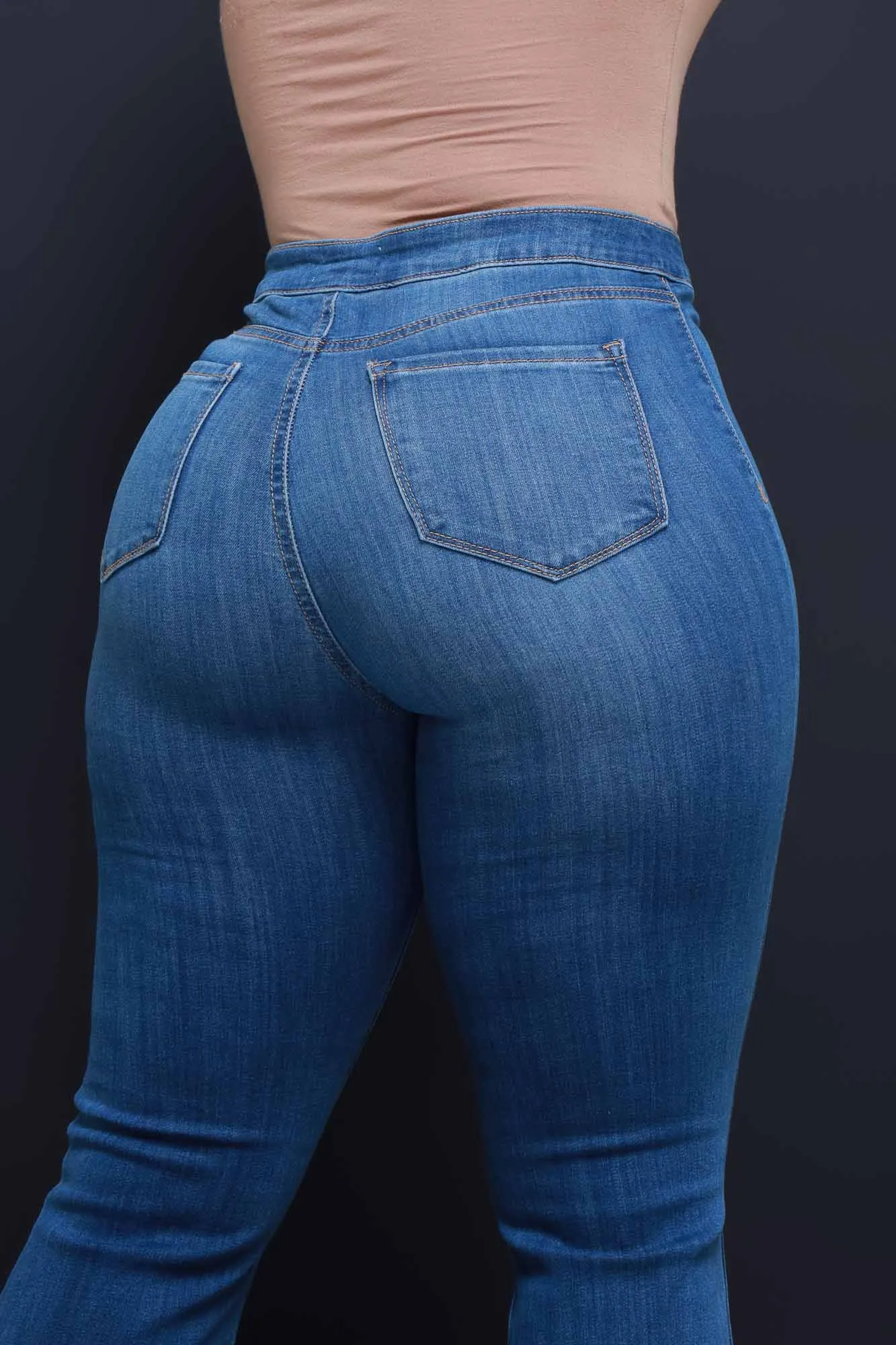 Bring It Up High Rise Super Flare Jeans - Medium Wash sold by Swankaposh product image thumbnail 2