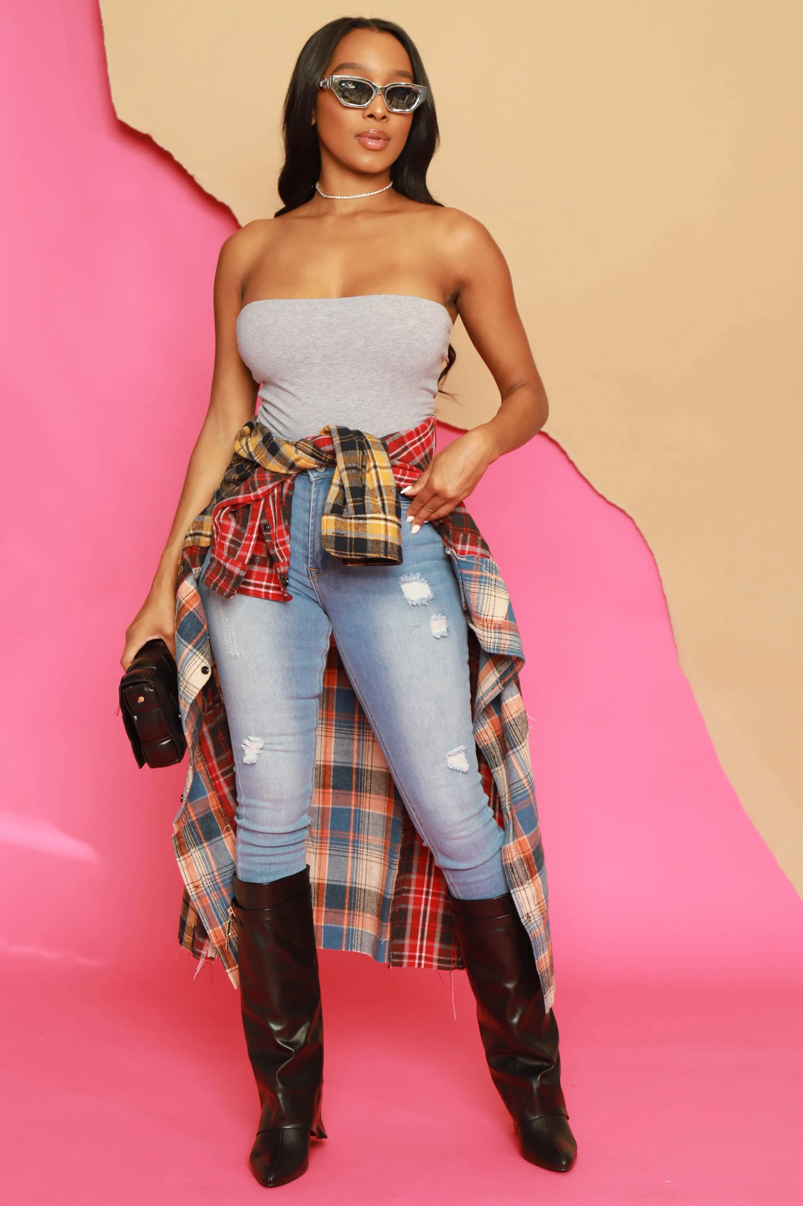 Formula Cropped Tube Top - Heather Grey sold by Swankaposh product image thumbnail 4