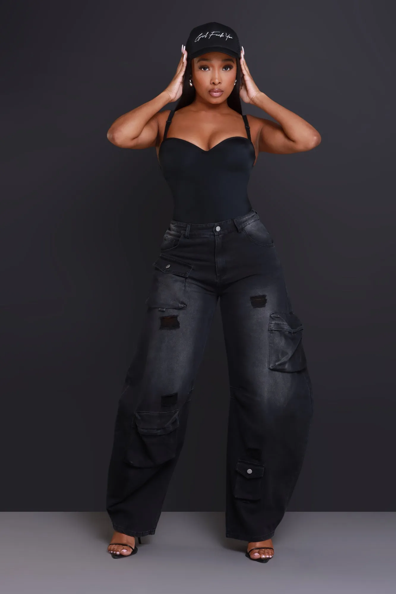 Action Plan High Rise Baggy Cargo Pants - Black sold by Swankaposh product image thumbnail 2