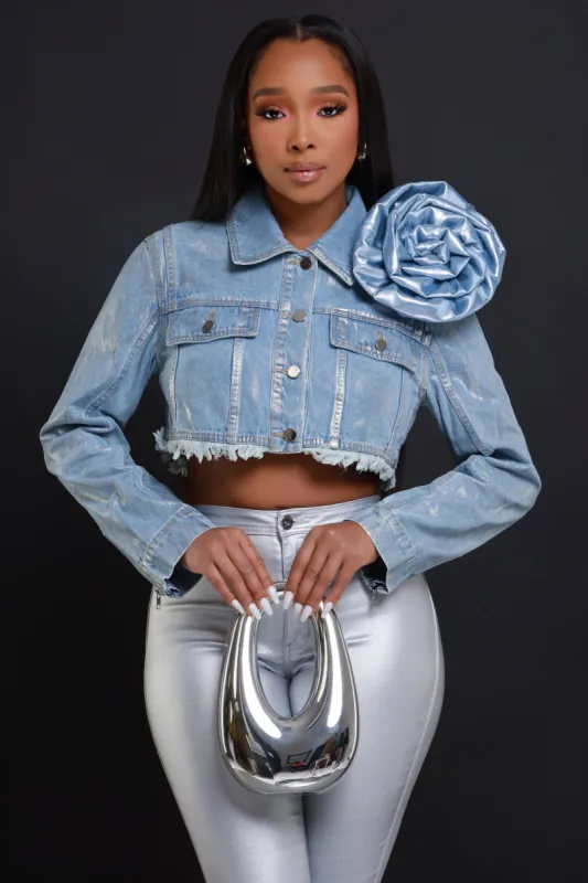 Blossom Cropped Denim Jacket - Light Wash sold by Swankaposh
