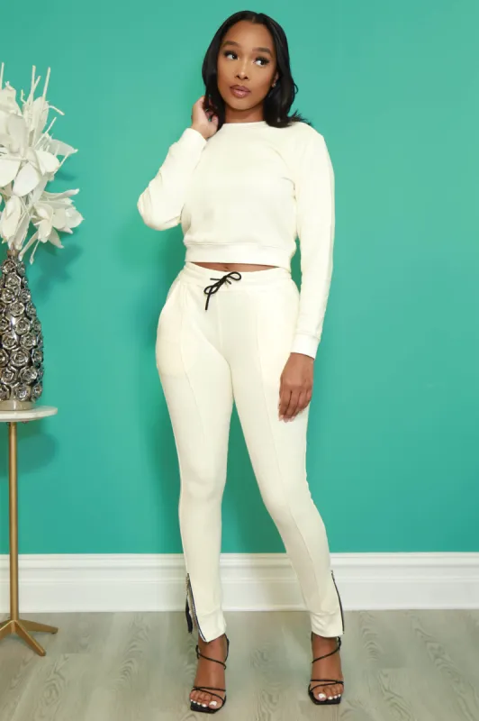 Brazil Lined Jogger Sweatsuit - Cream sold by Swankaposh