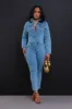 Rinse & Repeat Hourglass Denim Jumpsuit - Medium Wash sold by Swankaposh