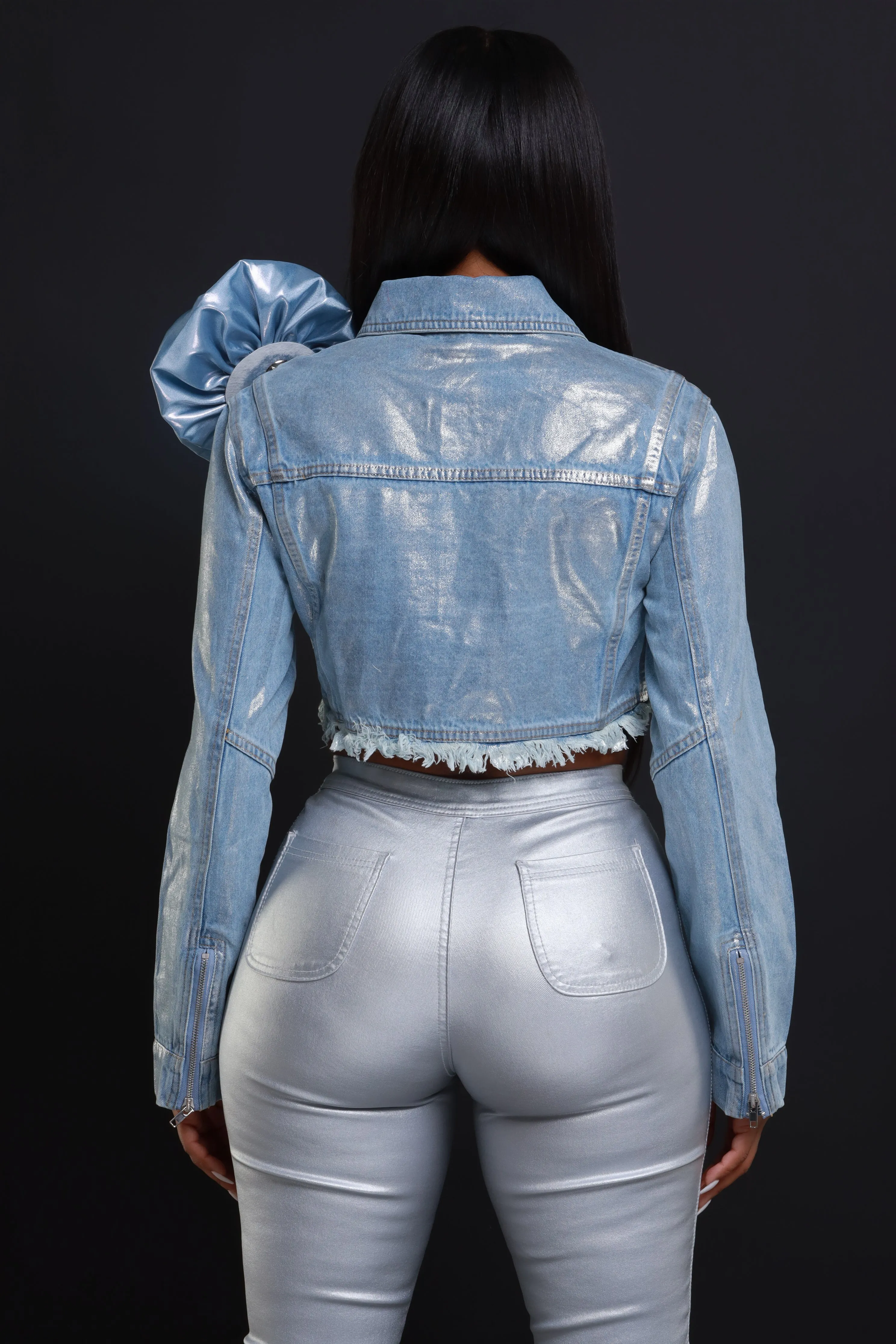Blossom Cropped Denim Jacket - Light Wash sold by Swankaposh product image thumbnail 3