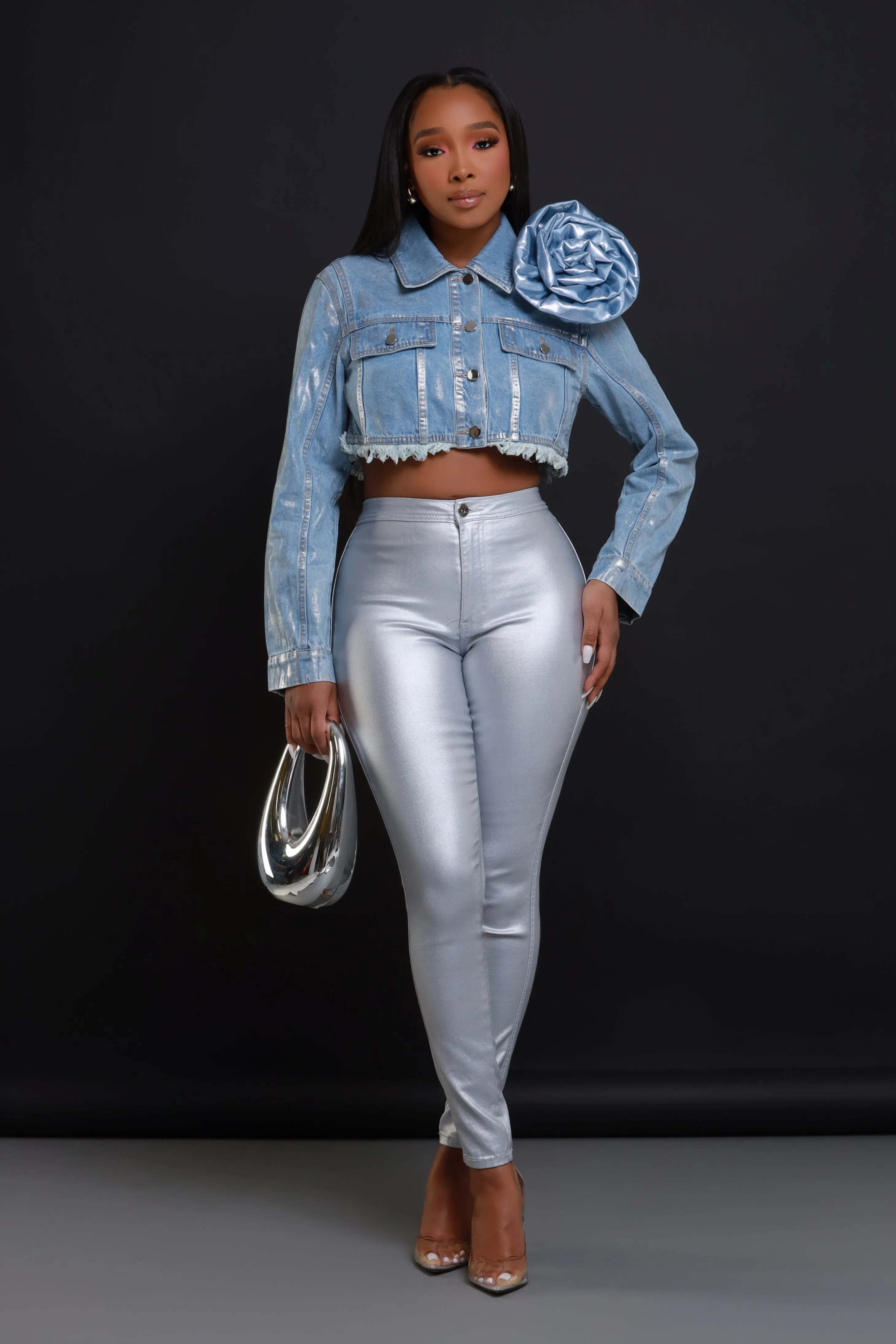 Blossom Cropped Denim Jacket - Light Wash sold by Swankaposh product image thumbnail 2