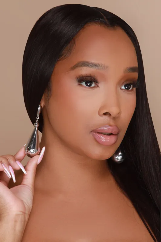 Drip Drop Long Teardrop Earrings - Silver sold by Swankaposh