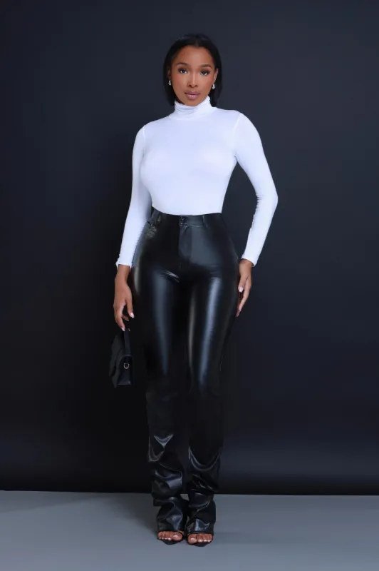 To The Core Ruched Faux Leather Pants - Black sold by Swankaposh
