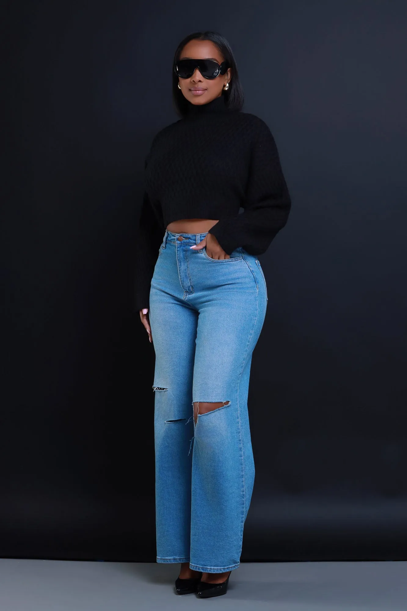 Another You Open Back Tie Up Sweater - Black sold by Swankaposh product image thumbnail 5