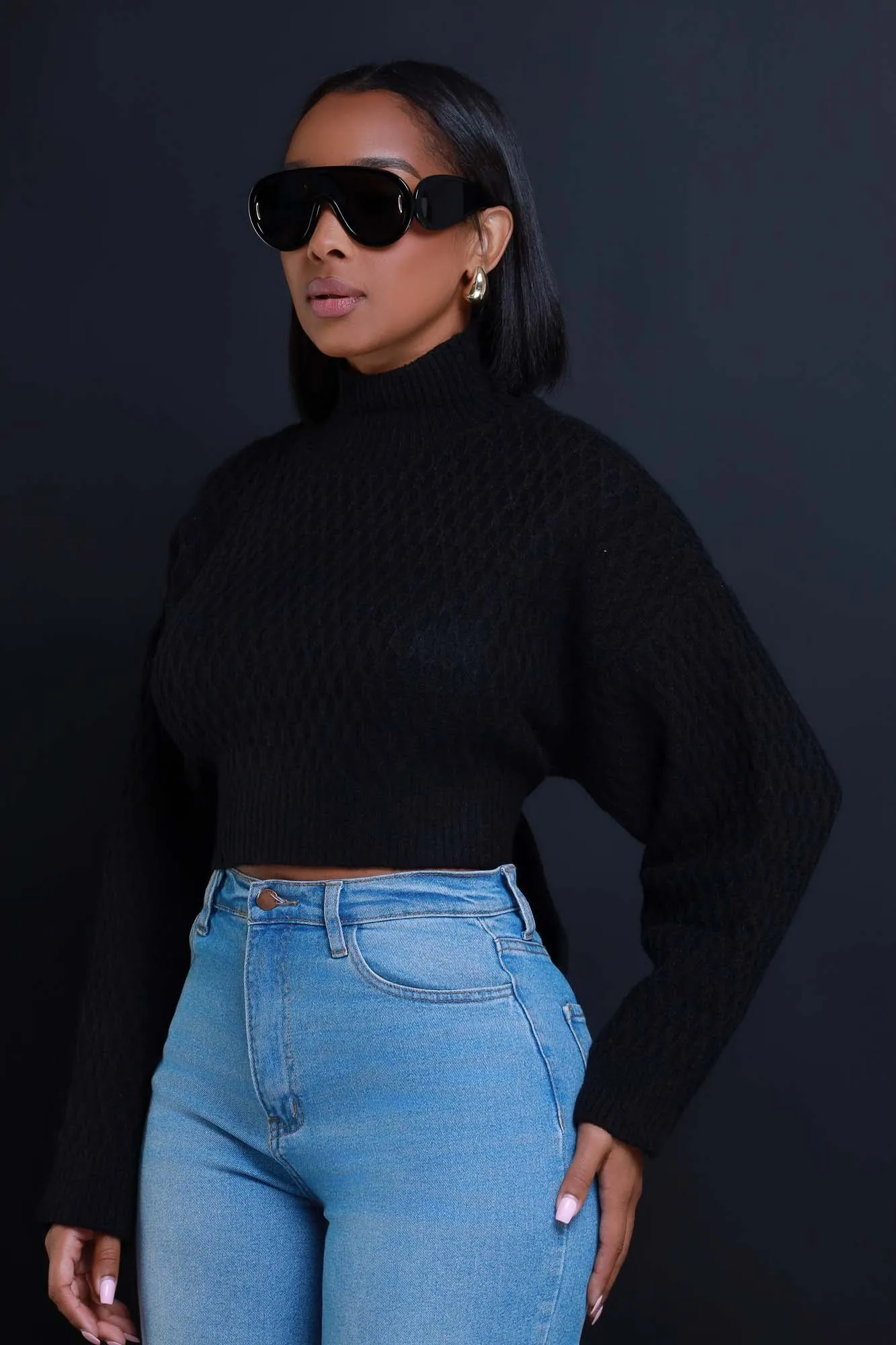Another You Open Back Tie Up Sweater - Black sold by Swankaposh product image thumbnail 4