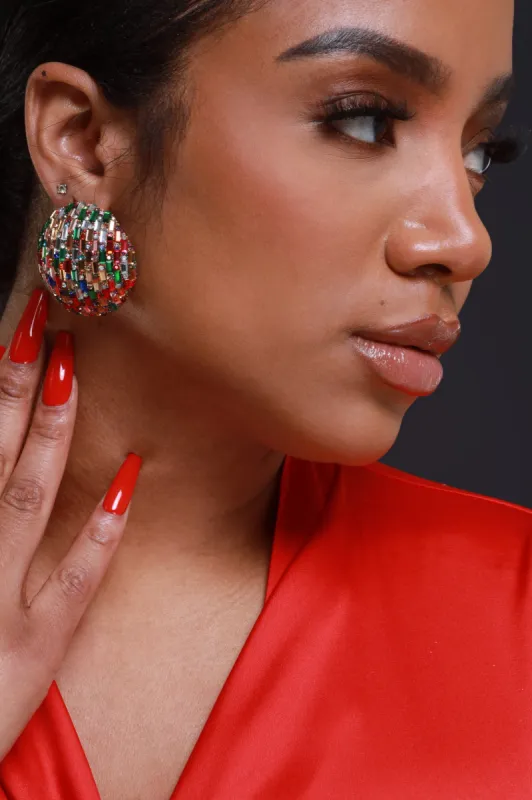 Chasing Rainbows Rhinestone Stud Earrings - Multicolor sold by Swankaposh