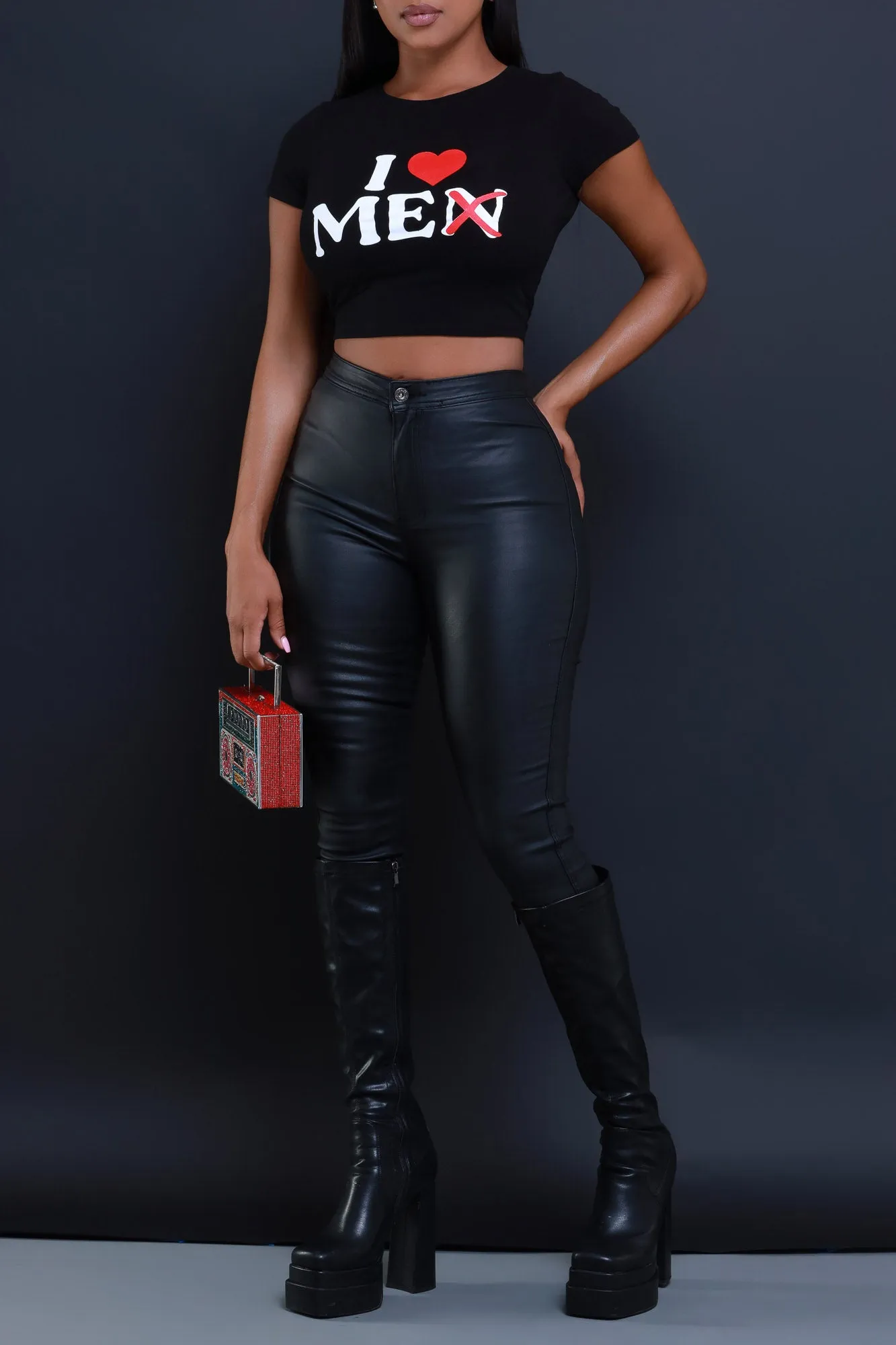 I Love Me Cropped Graphic Tee - Black sold by Swankaposh product image thumbnail 4