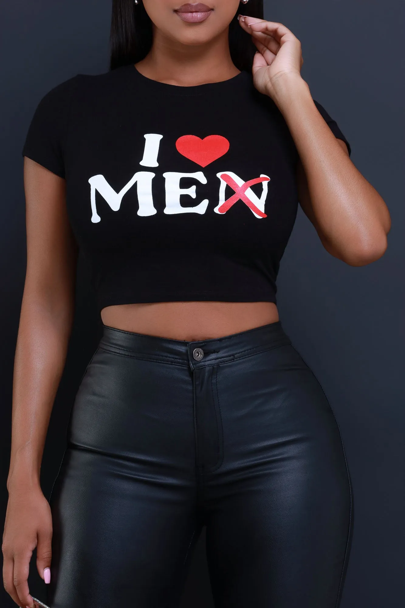 I Love Me Cropped Graphic Tee - Black sold by Swankaposh