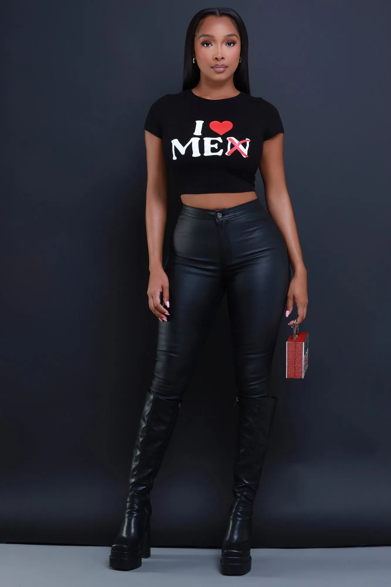 I Love Me Cropped Graphic Tee - Black sold by Swankaposh product image thumbnail 2