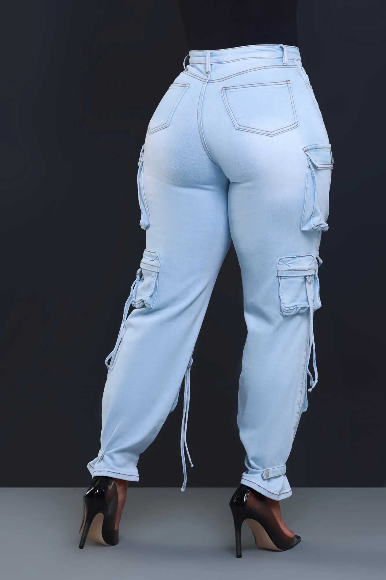 Right Back Denim Cargo Pants - Light Wash sold by Swankaposh product image thumbnail 2