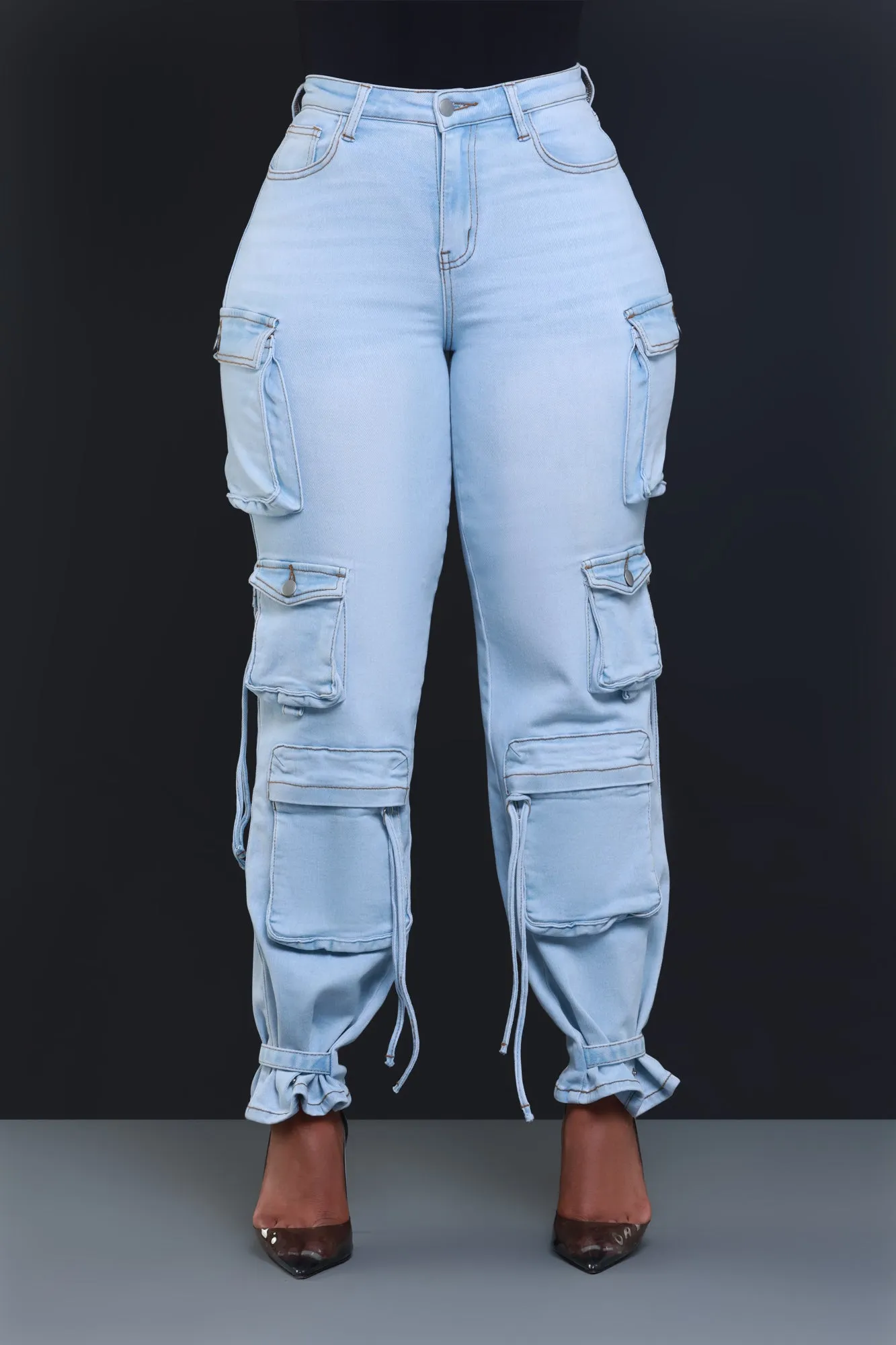 Right Back Denim Cargo Pants - Light Wash sold by Swankaposh product image thumbnail 5