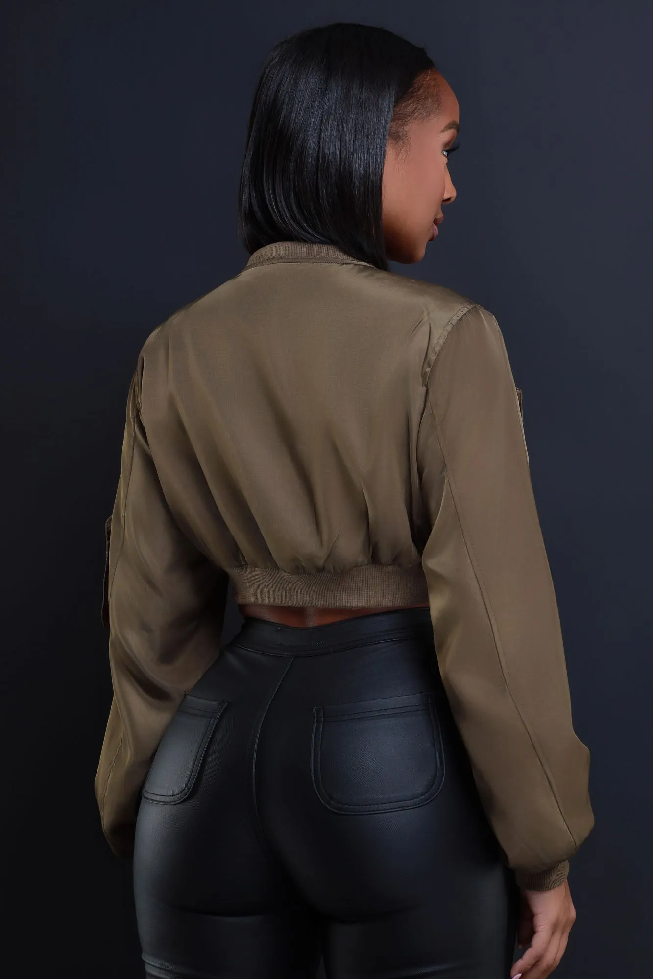 Checklist Cropped Cargo Bomber Jacket - Olive sold by Swankaposh product image thumbnail 4
