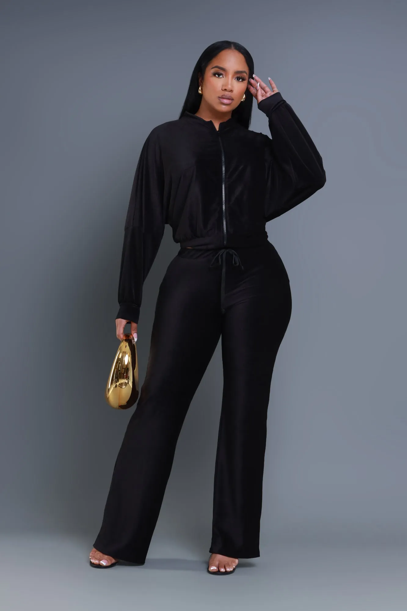 Cheat Day Corduroy Zip-Up Pants Set - Black sold by Swankaposh