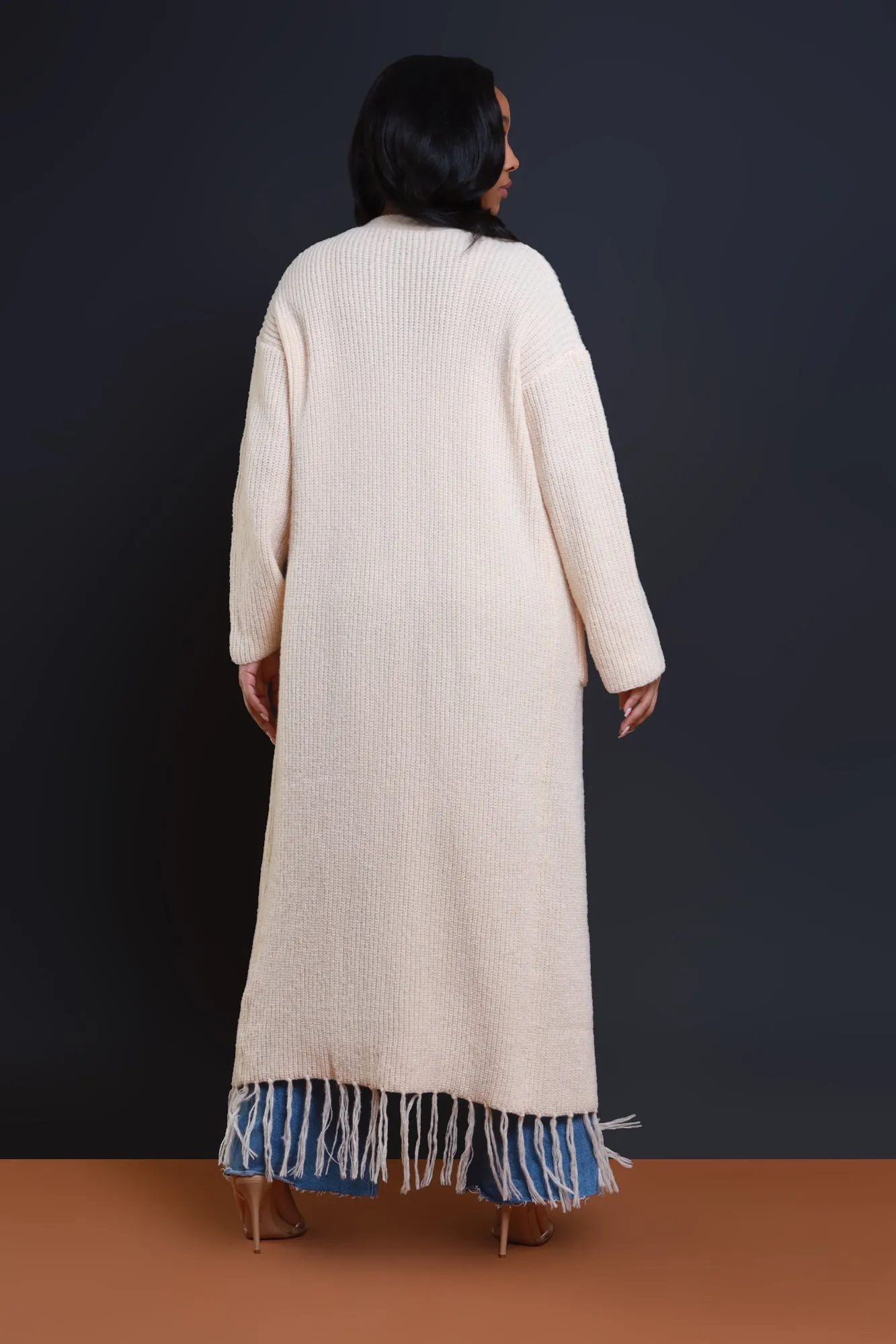 Twin Flame Longline Fringe Cardigan - Ivory sold by Swankaposh product image thumbnail 3