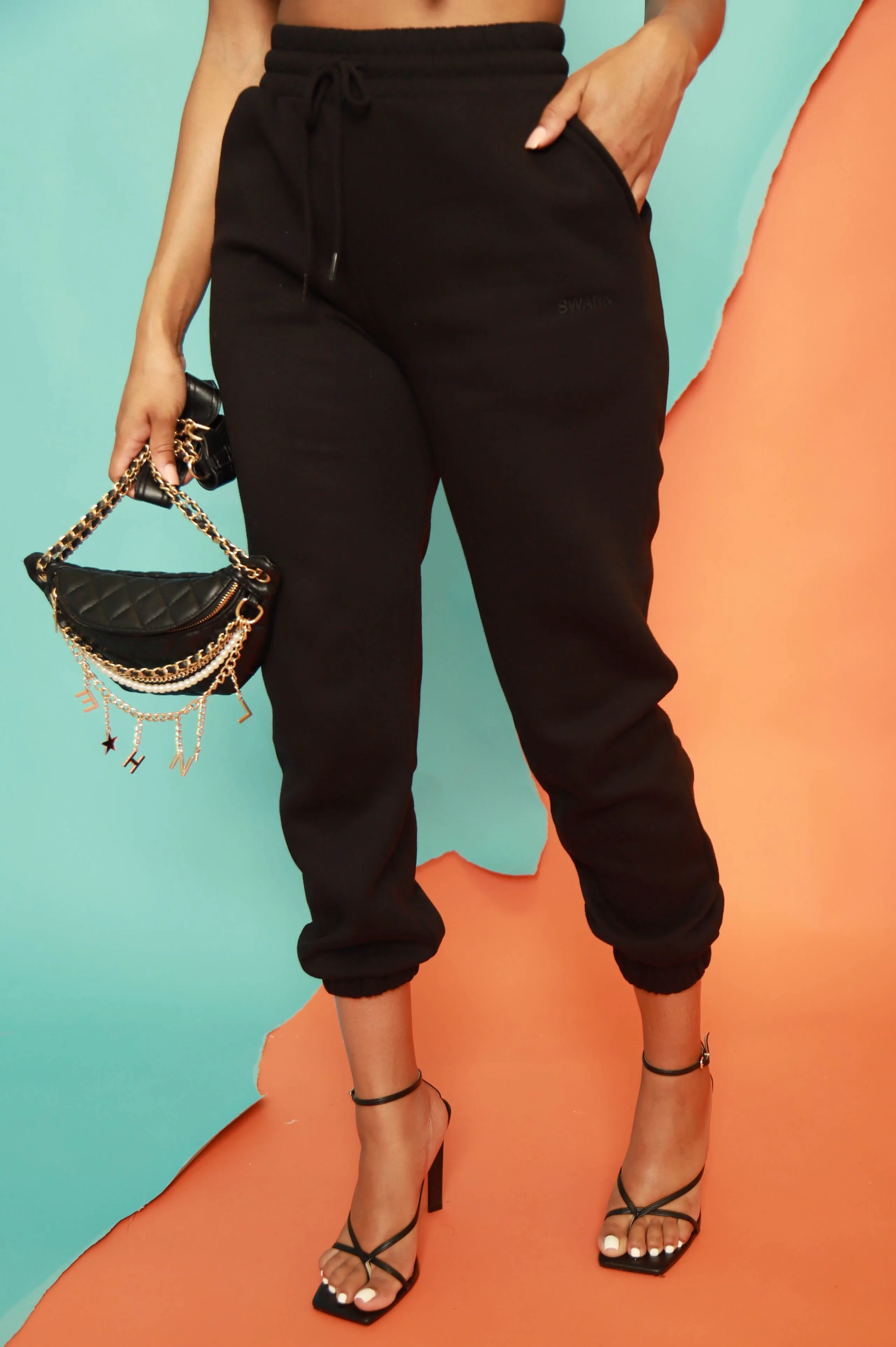 Swank Girls Only Embroidered Joggers - Black sold by Swankaposh product image thumbnail 2