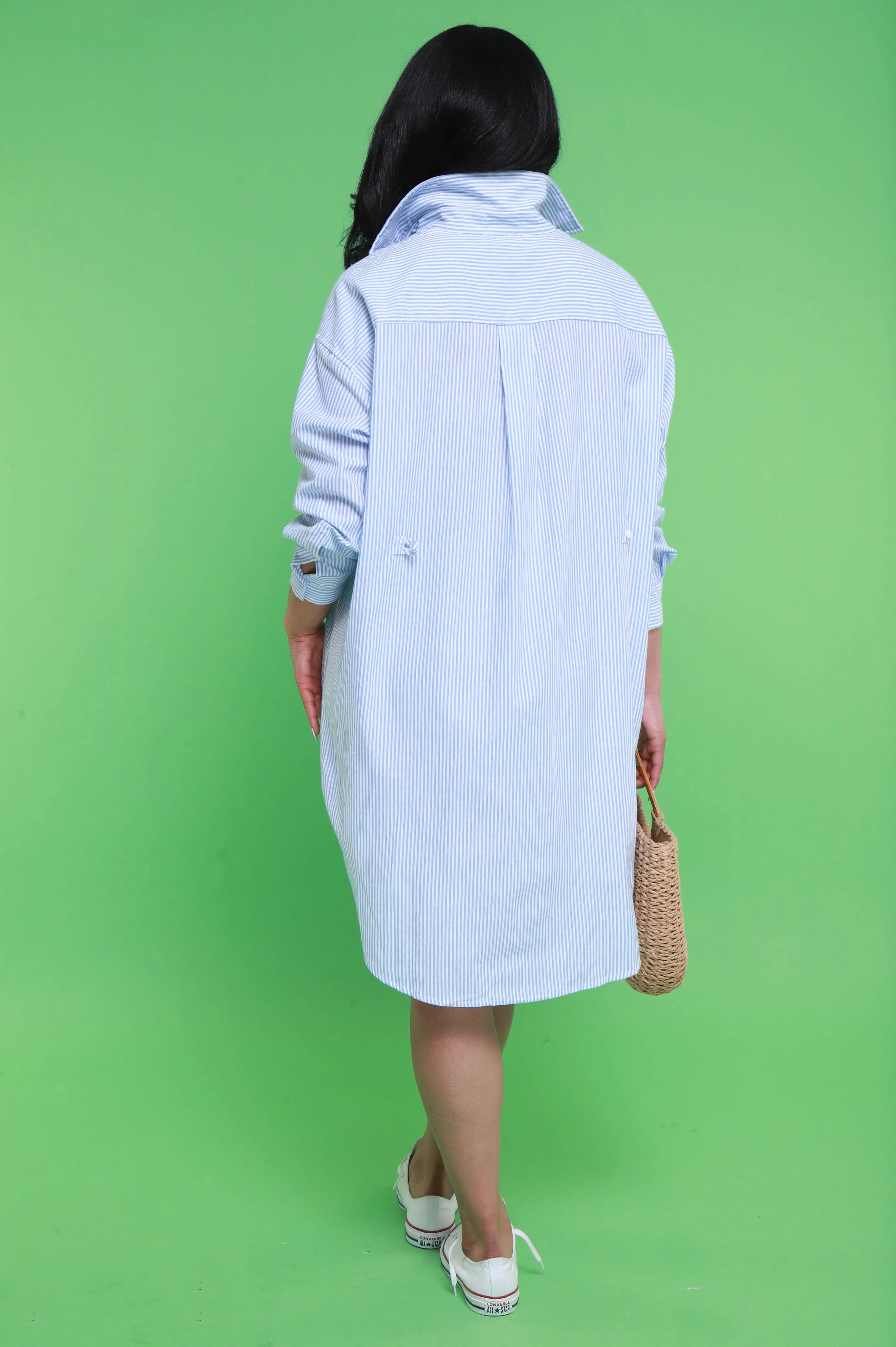 Last Time Button Down Shirt Dress - Blue sold by Swankaposh product image thumbnail 3