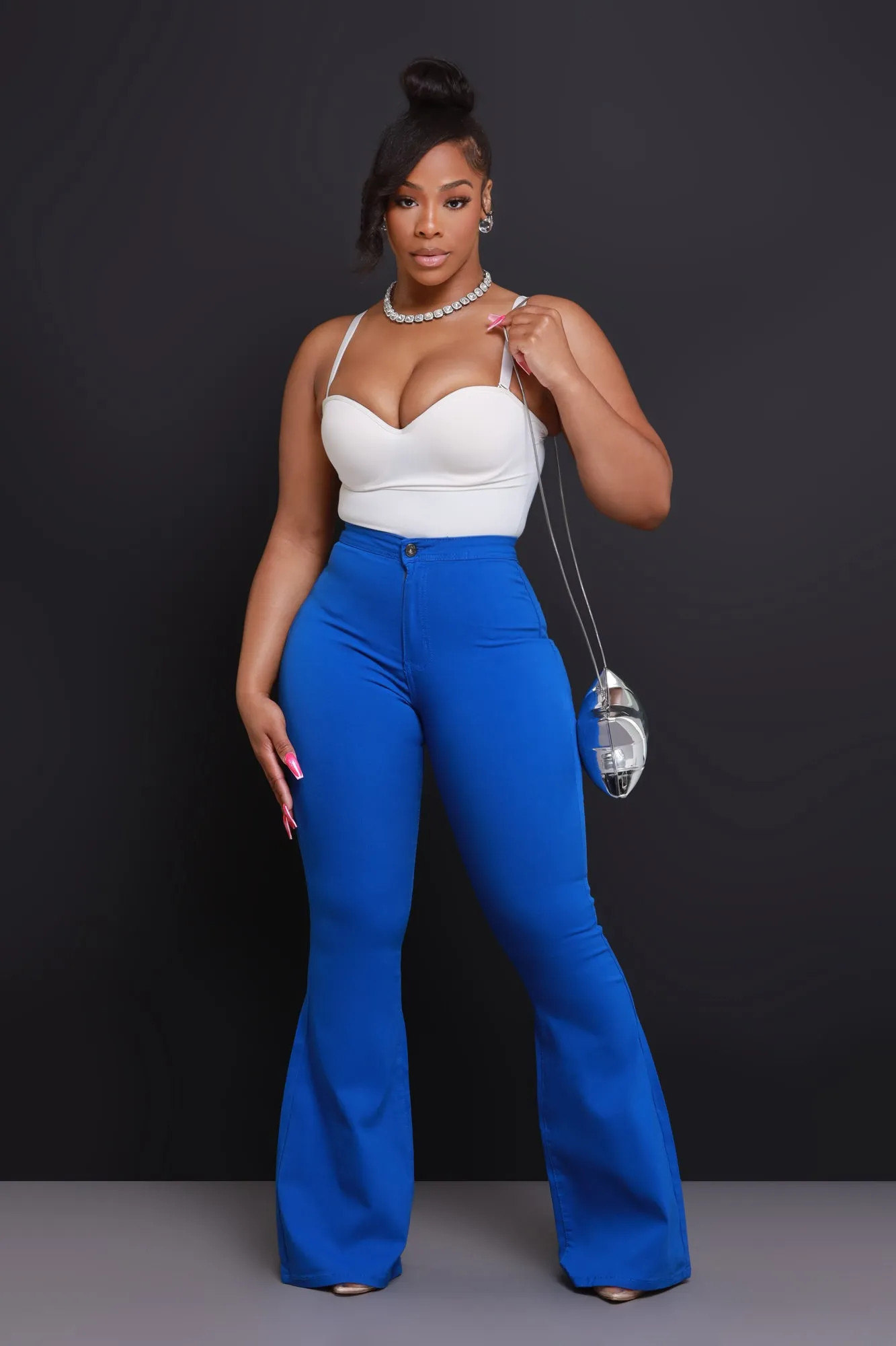 Super Swank High Rise Flare Stretchy Jeans - Royal Blue sold by Swankaposh