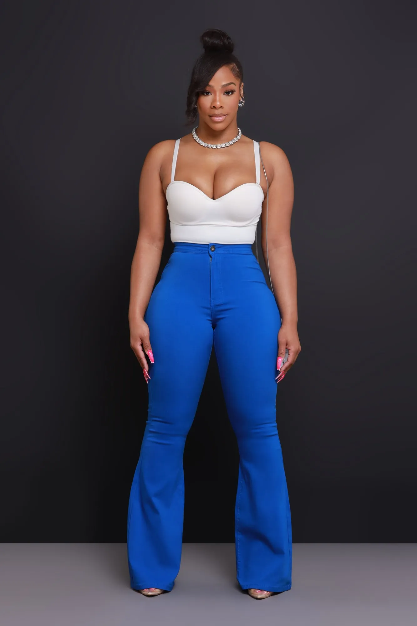 Super Swank High Rise Flare Stretchy Jeans - Royal Blue sold by Swankaposh product image thumbnail 5