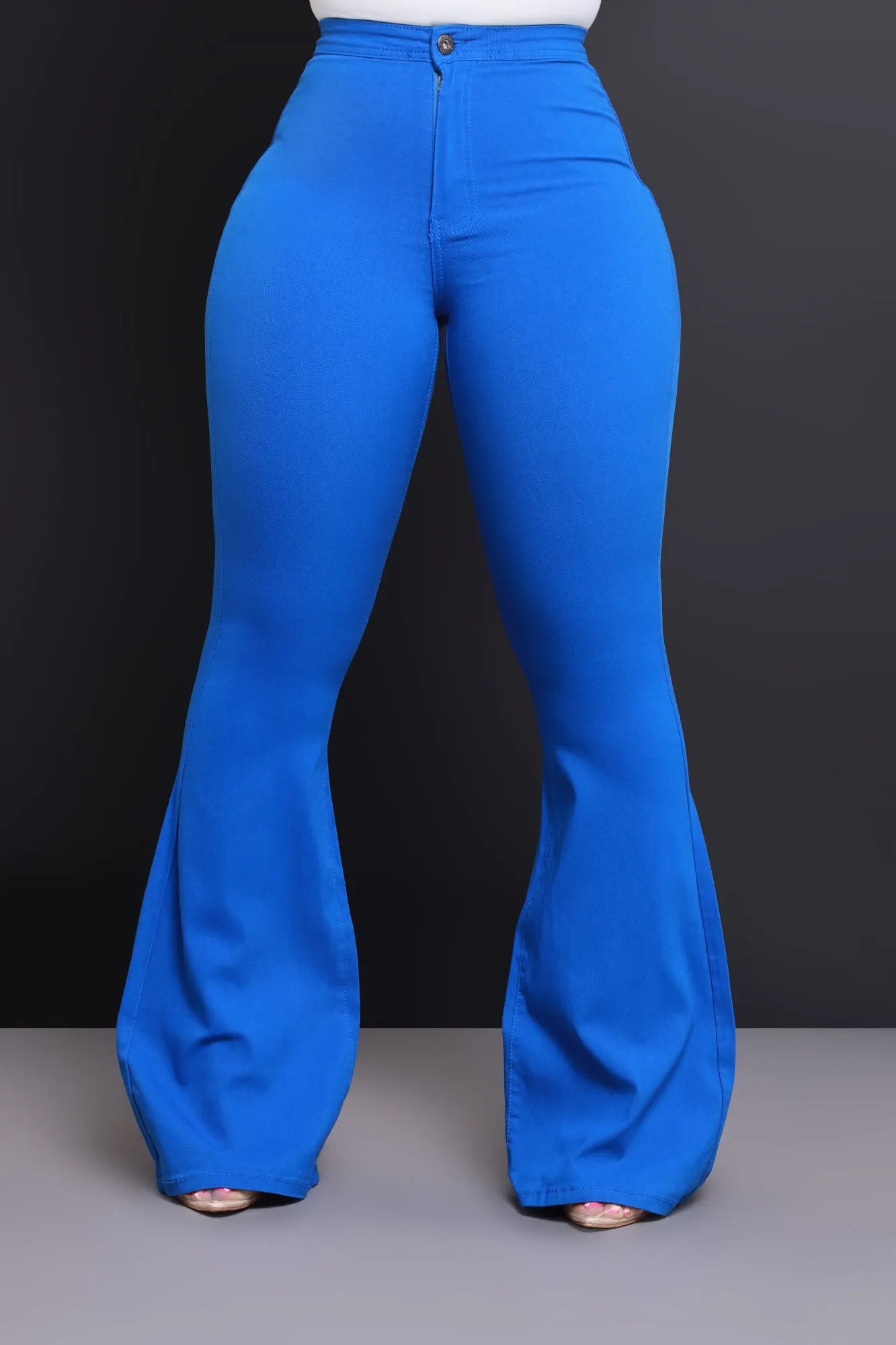 Super Swank High Rise Flare Stretchy Jeans - Royal Blue sold by Swankaposh product image thumbnail 4