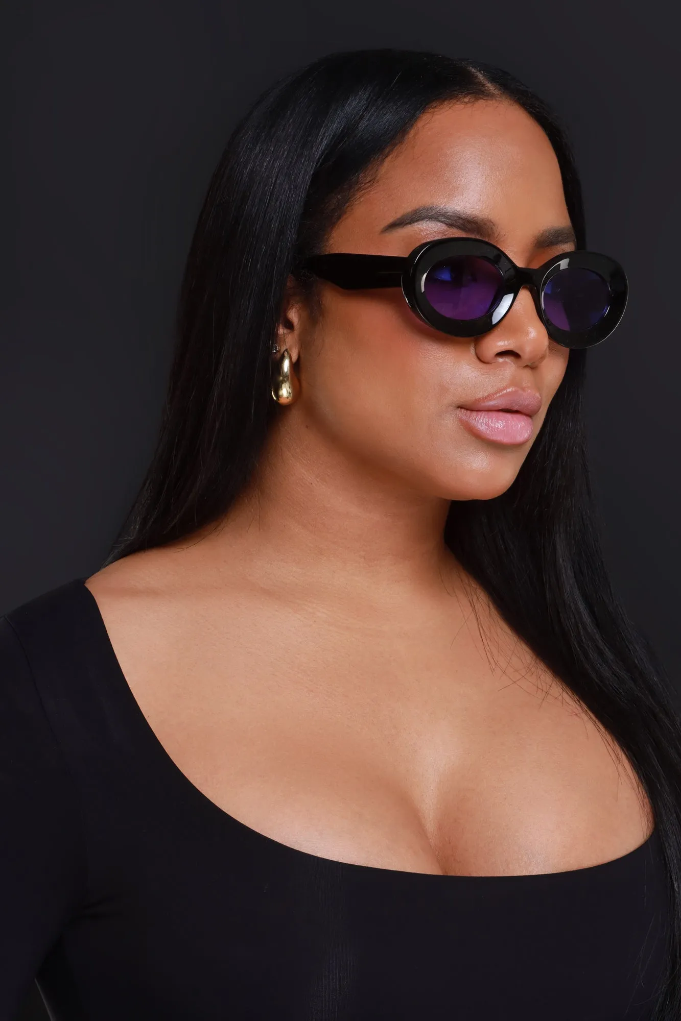 See You Out Retro Rounded Sunglasses - Black/Purple sold by Swankaposh product image thumbnail 2