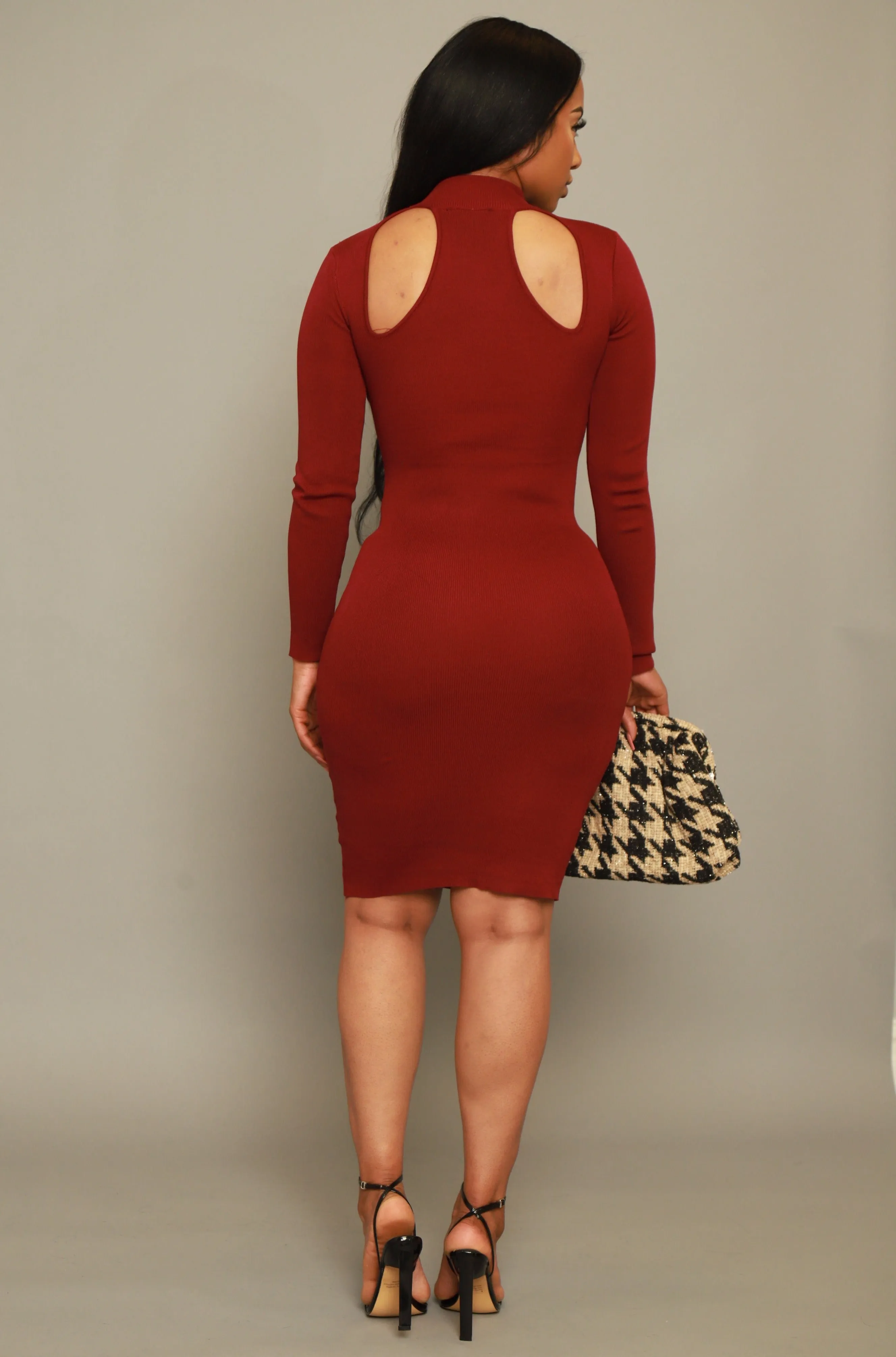 Set For Life Cut Out Midi Dress - Burgundy sold by Swankaposh product image thumbnail 2