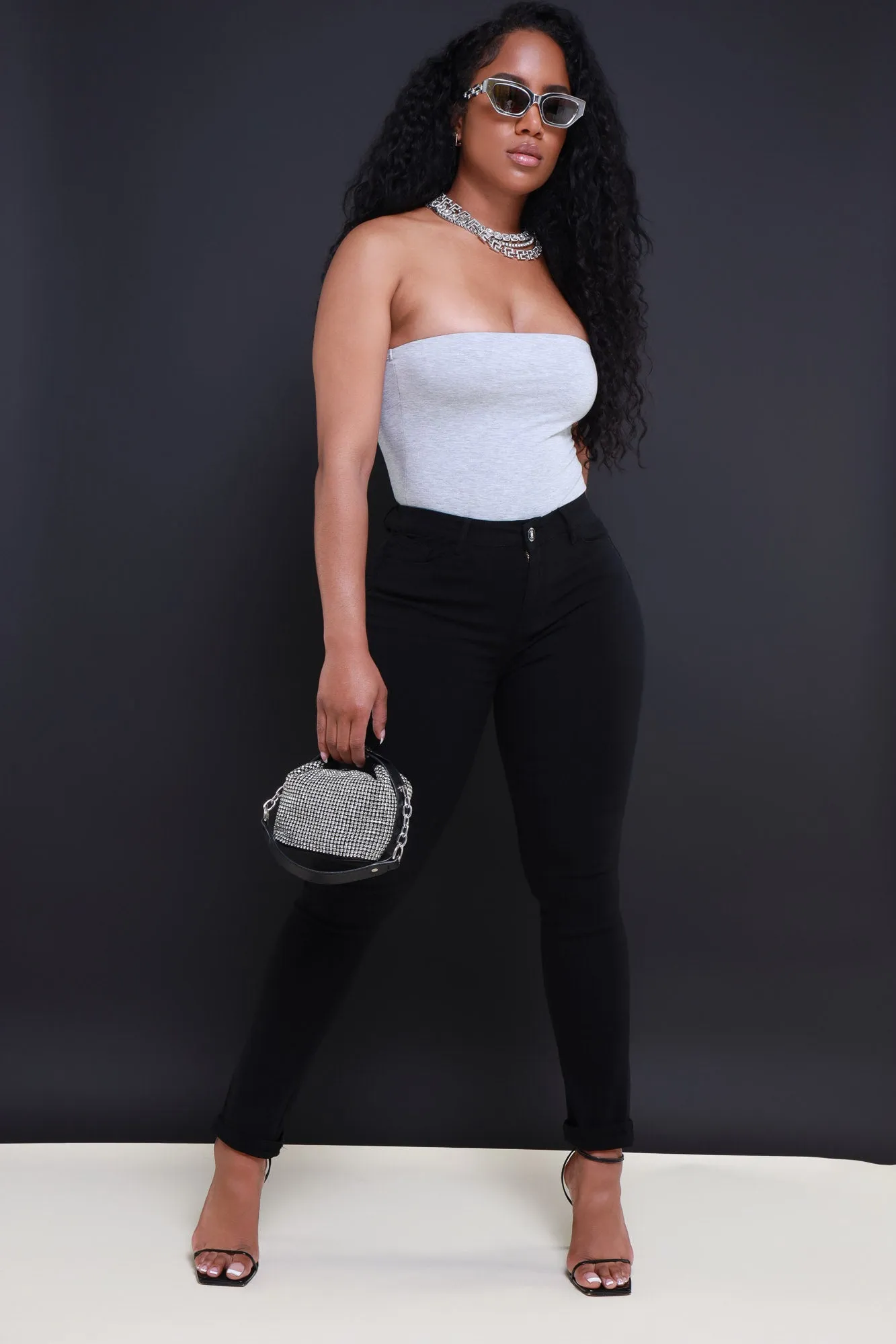 The Right Moves Strapless Bodysuit - Grey sold by Swankaposh product image thumbnail 3